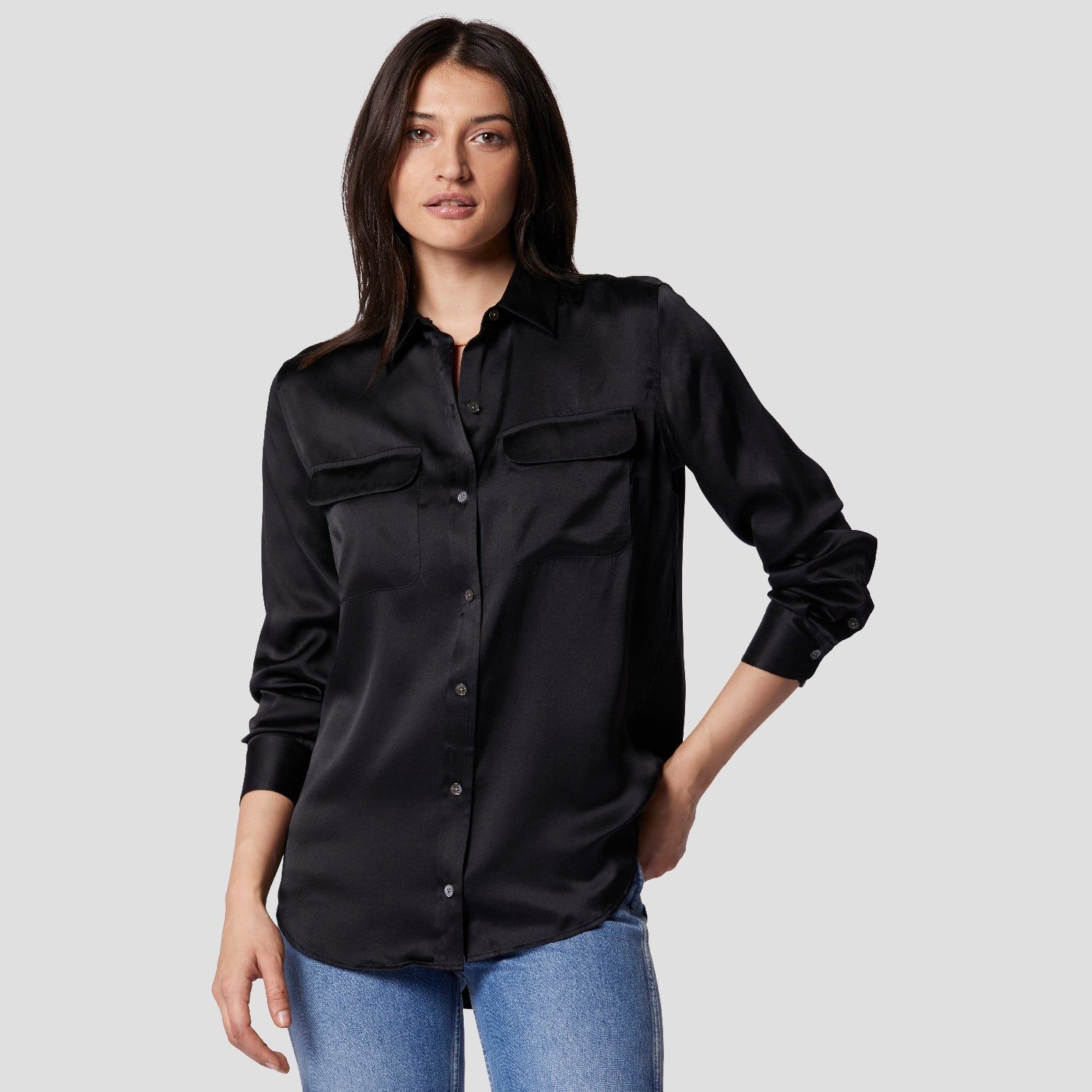 Signature Silk Satin Shirt sold by Equipment product image thumbnail 5