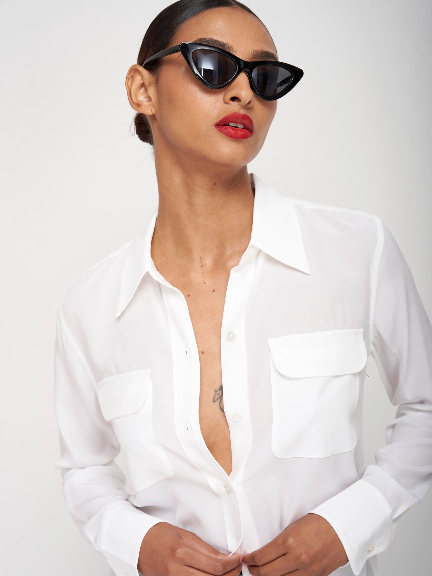 Slim Signature Silk Shirt sold by Equipment