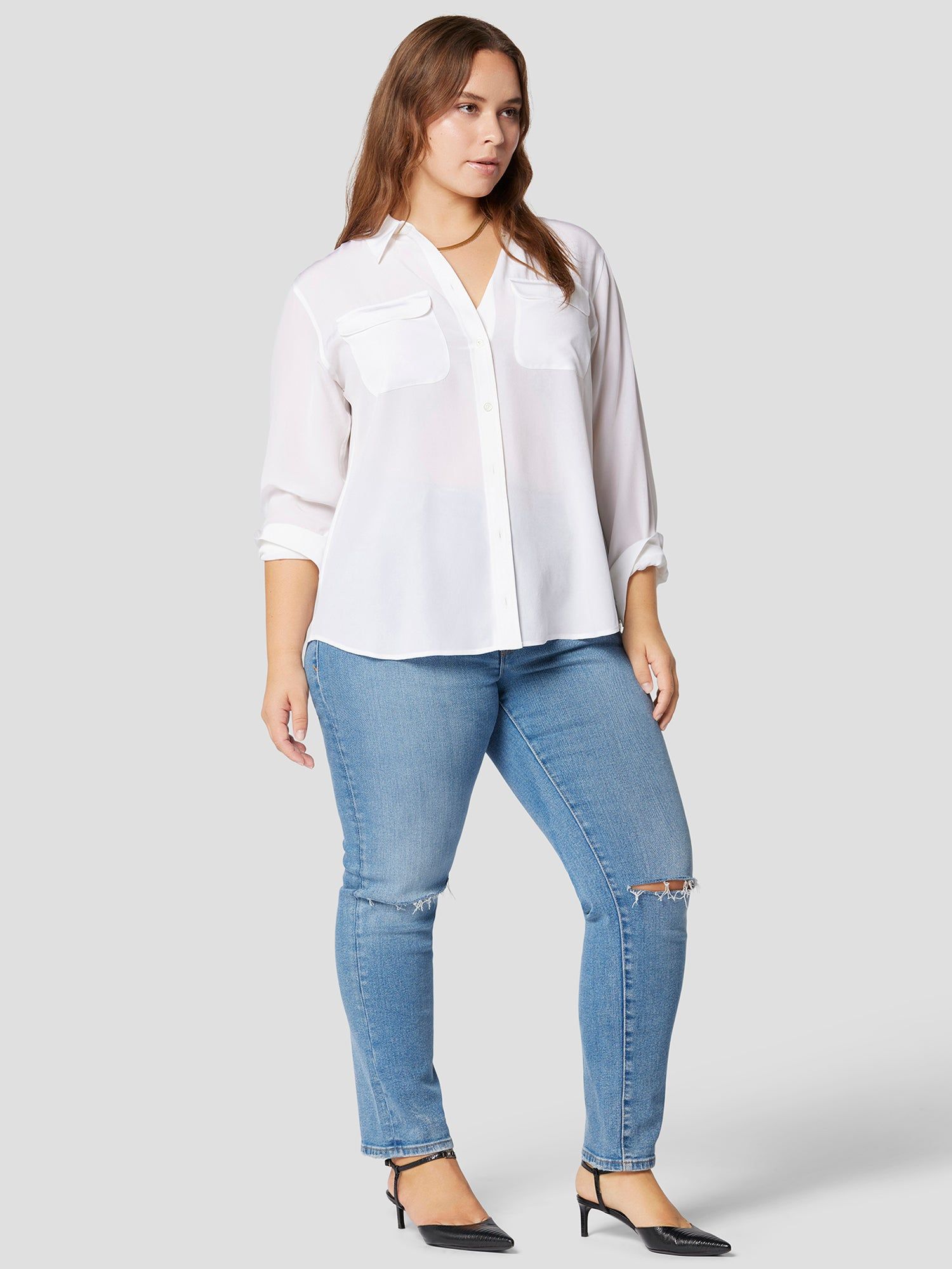 Slim Signature Silk Shirt sold by Equipment product image thumbnail 9