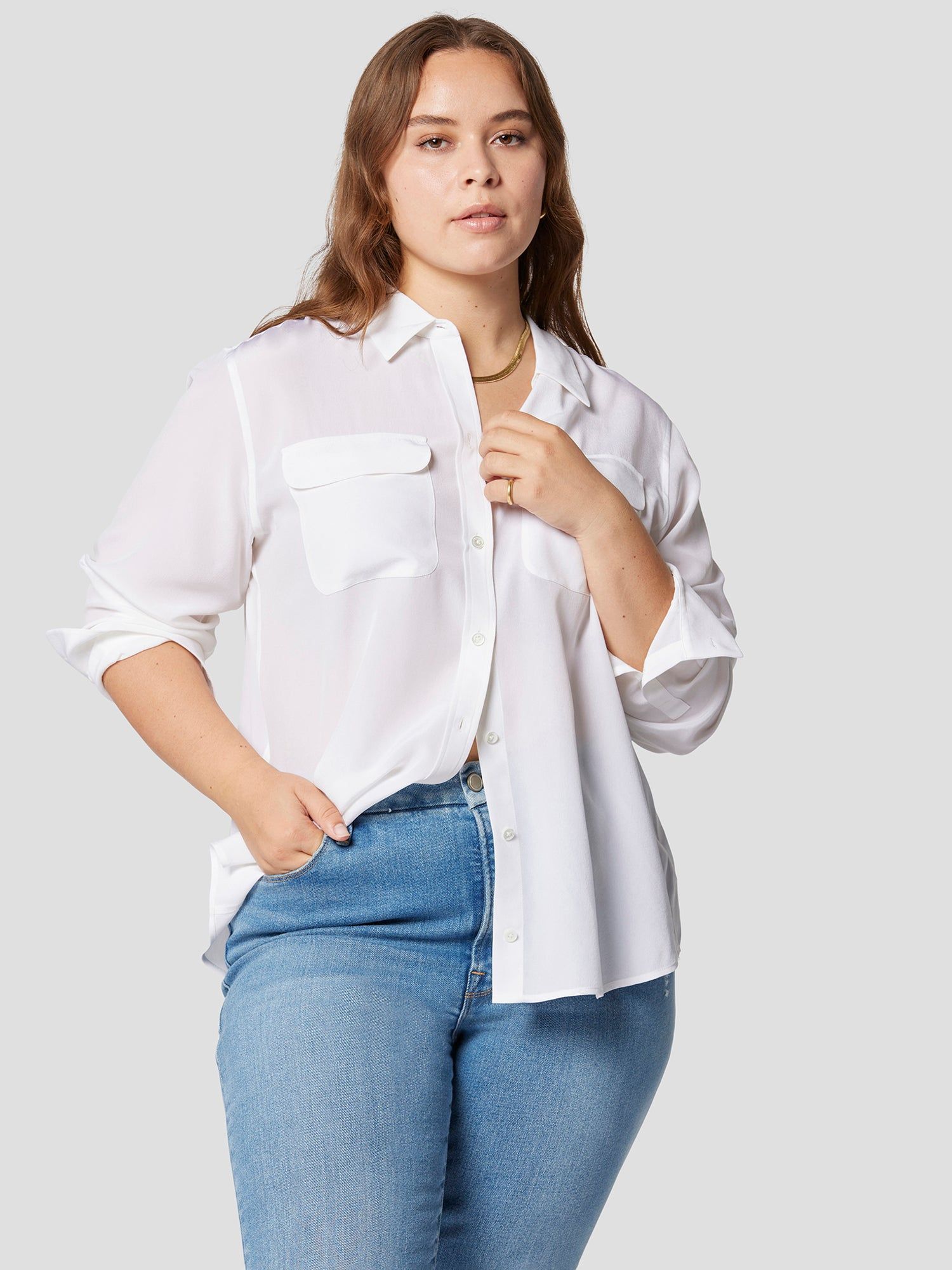 Slim Signature Silk Shirt sold by Equipment product image thumbnail 7