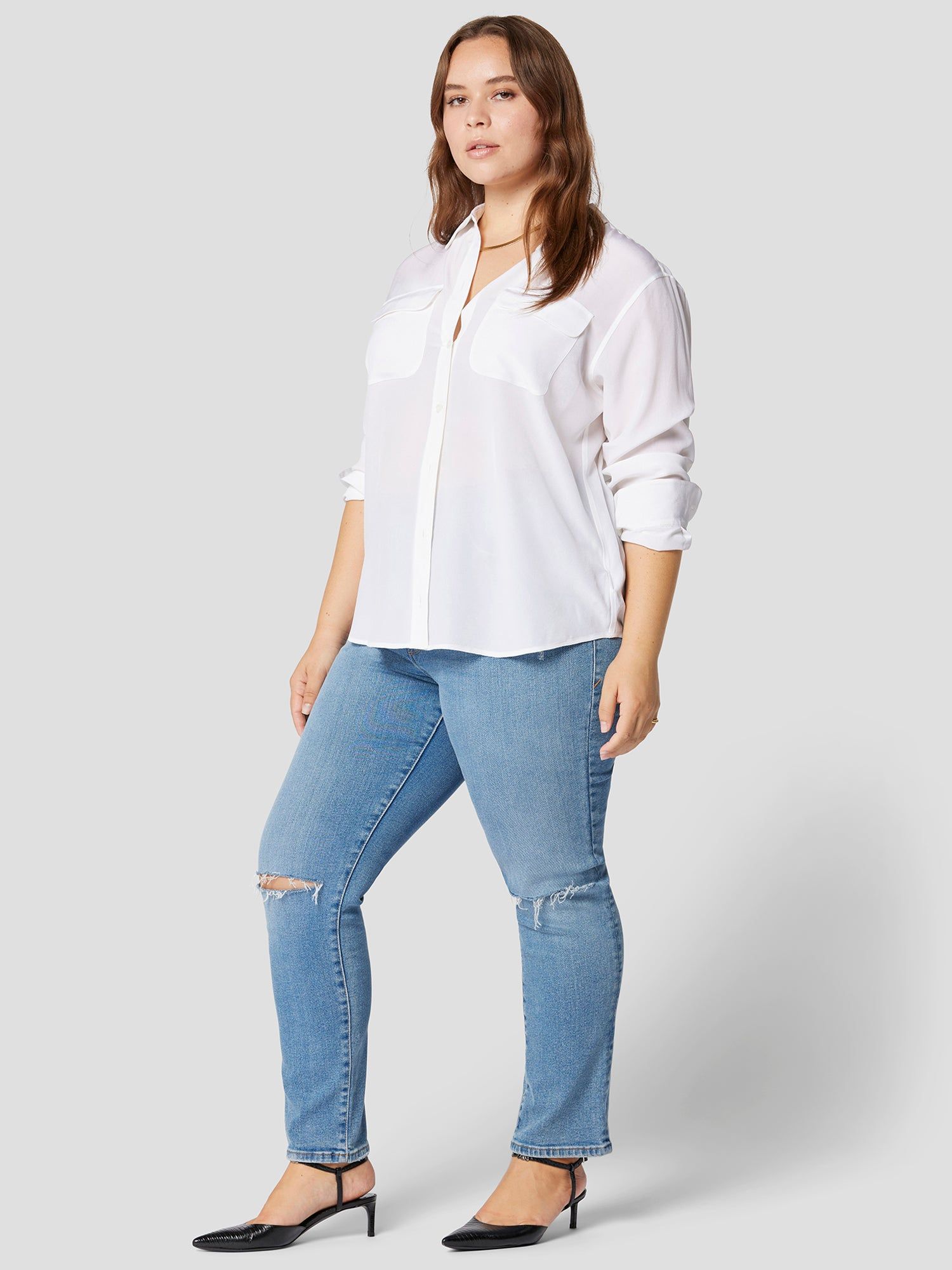 Slim Signature Silk Shirt sold by Equipment product image thumbnail 12