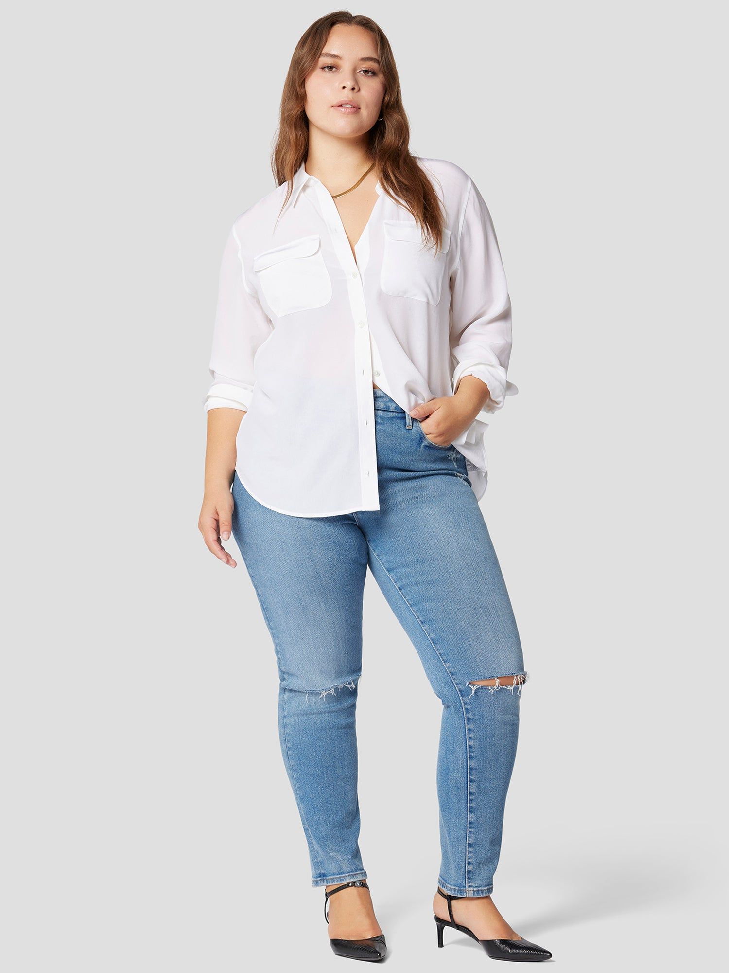 Slim Signature Silk Shirt sold by Equipment product image thumbnail 8