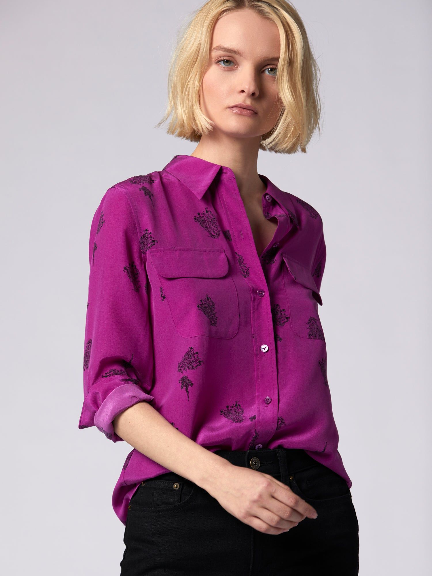 Slim Signature Silk Shirt sold by Equipment