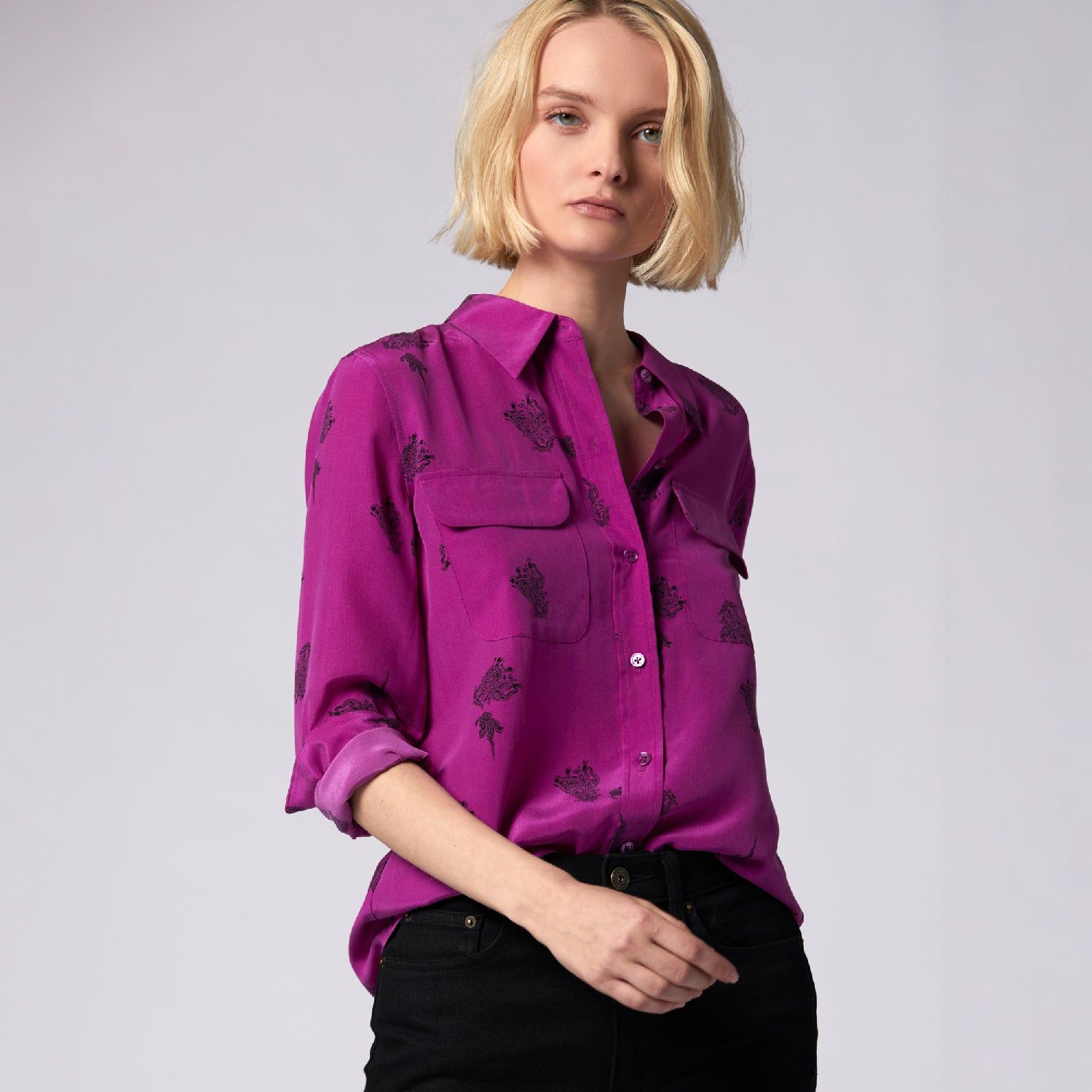 Slim Signature Silk Shirt sold by Equipment product image thumbnail 5