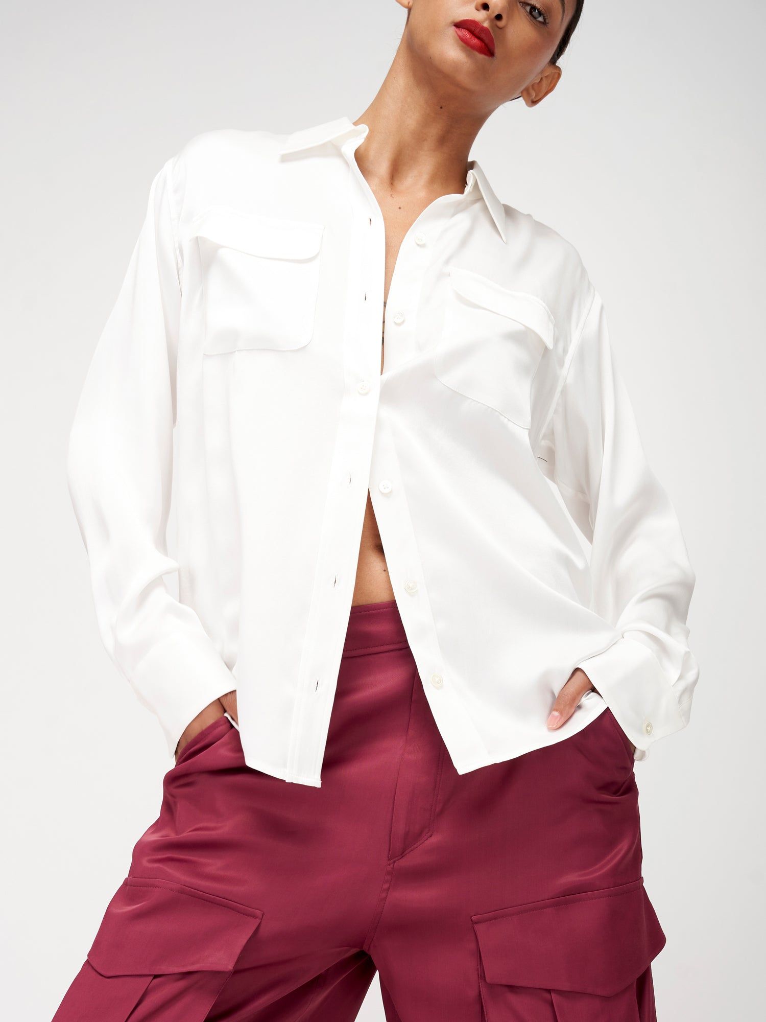 Signature Silk Satin Shirt sold by Equipment