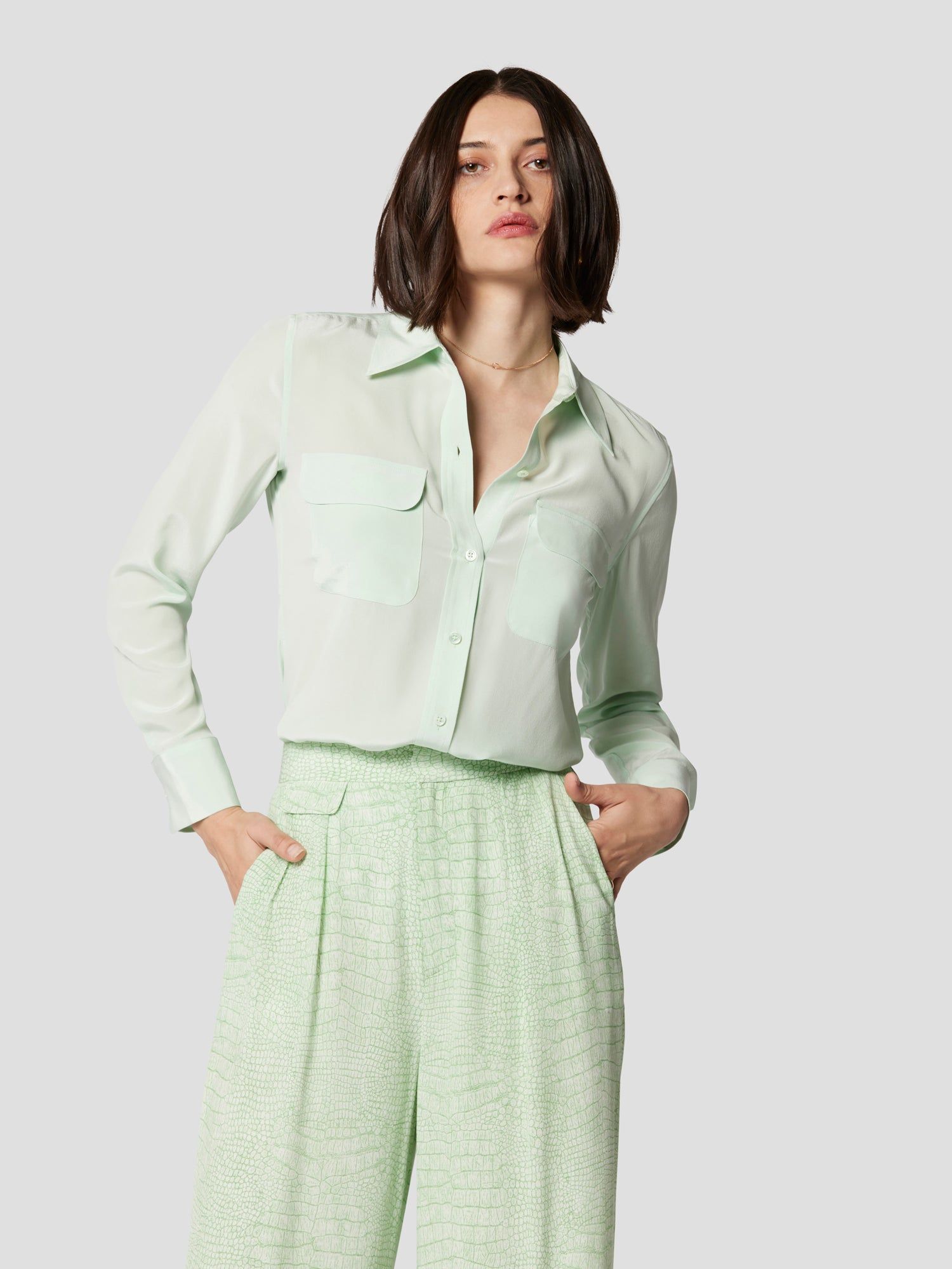 Slim Signature Silk Shirt sold by Equipment