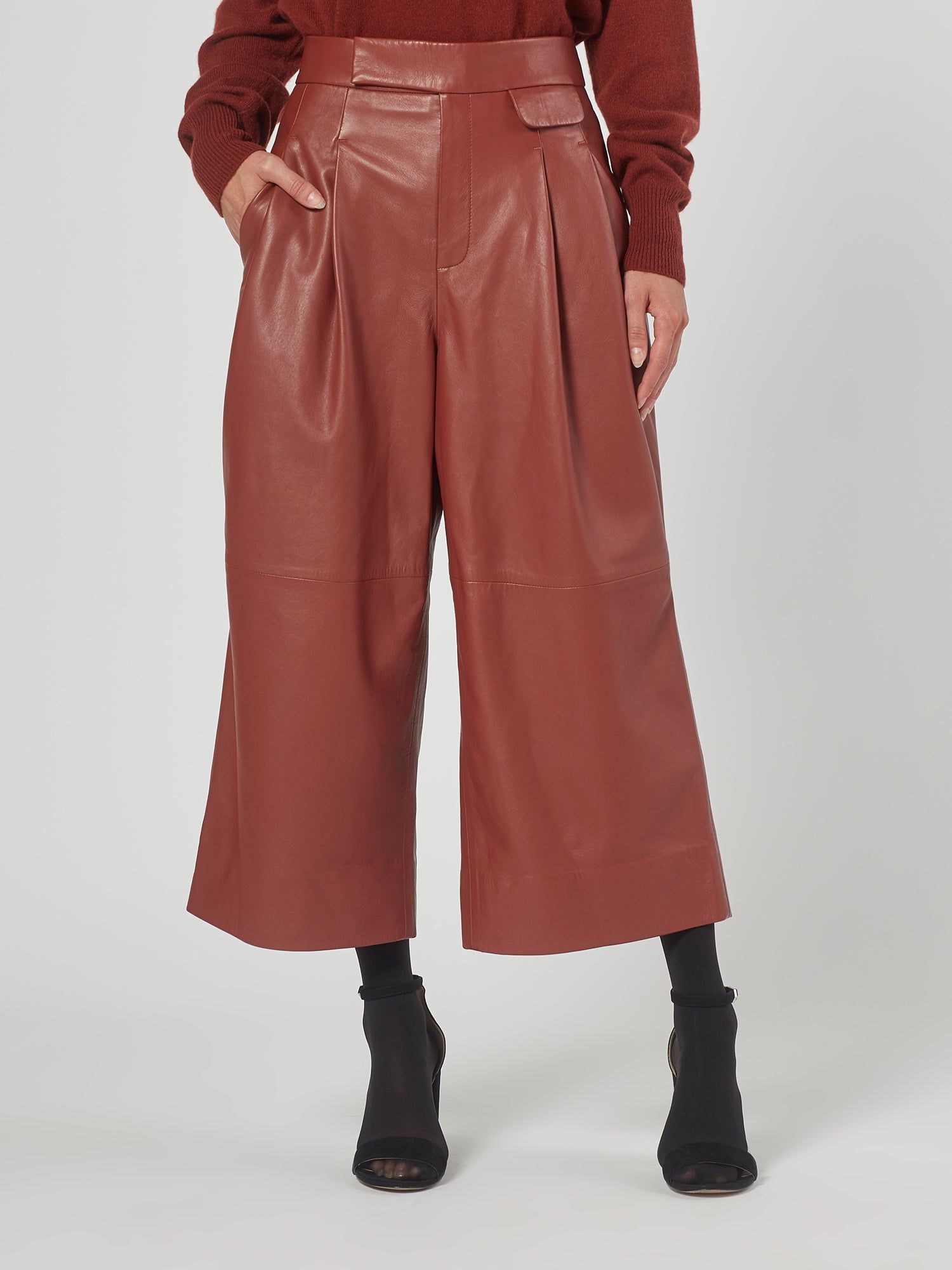 Cropped Saganne Leather Pants sold by Equipment product image thumbnail 3