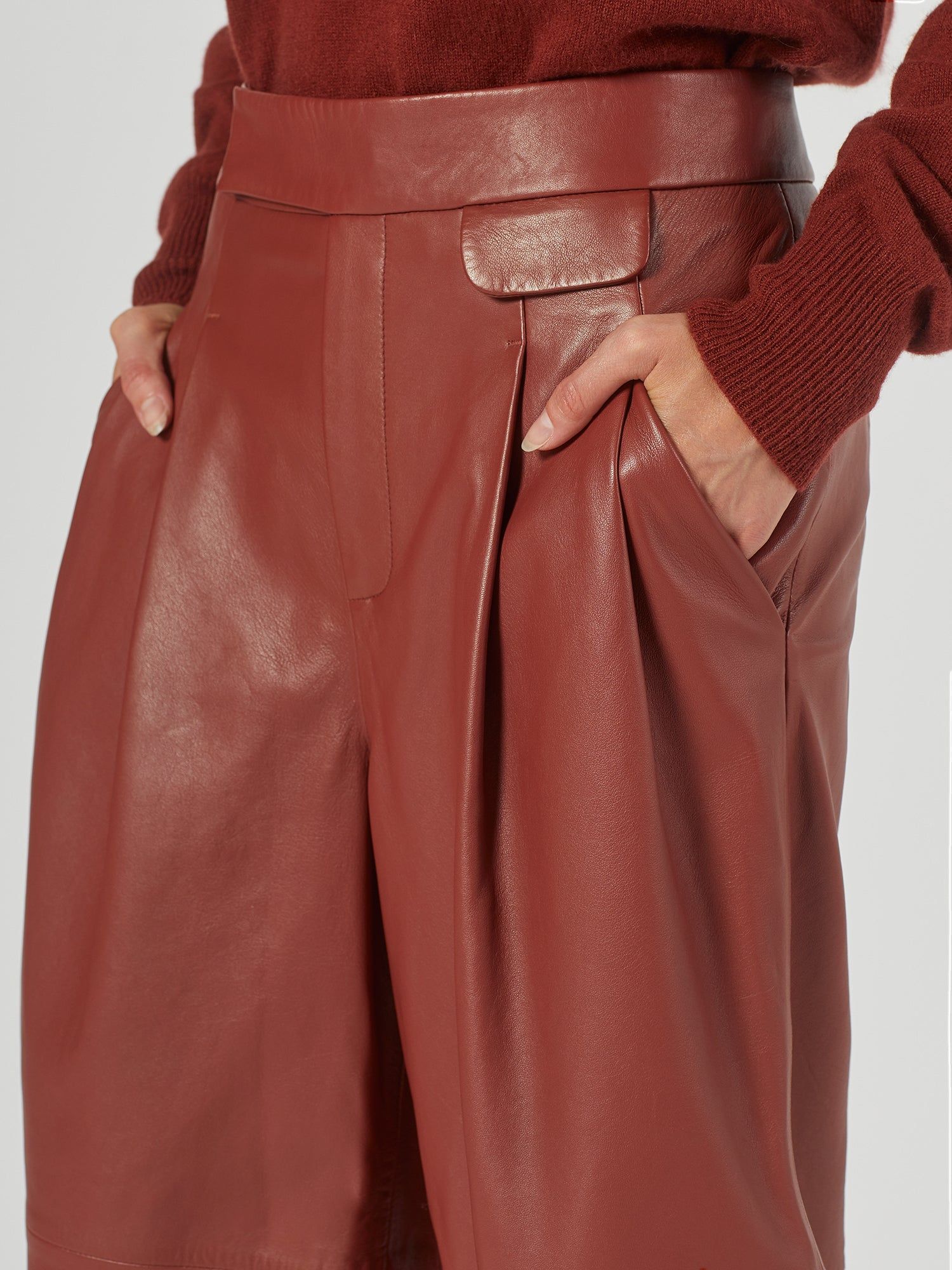 Cropped Saganne Leather Pants sold by Equipment product image thumbnail 4