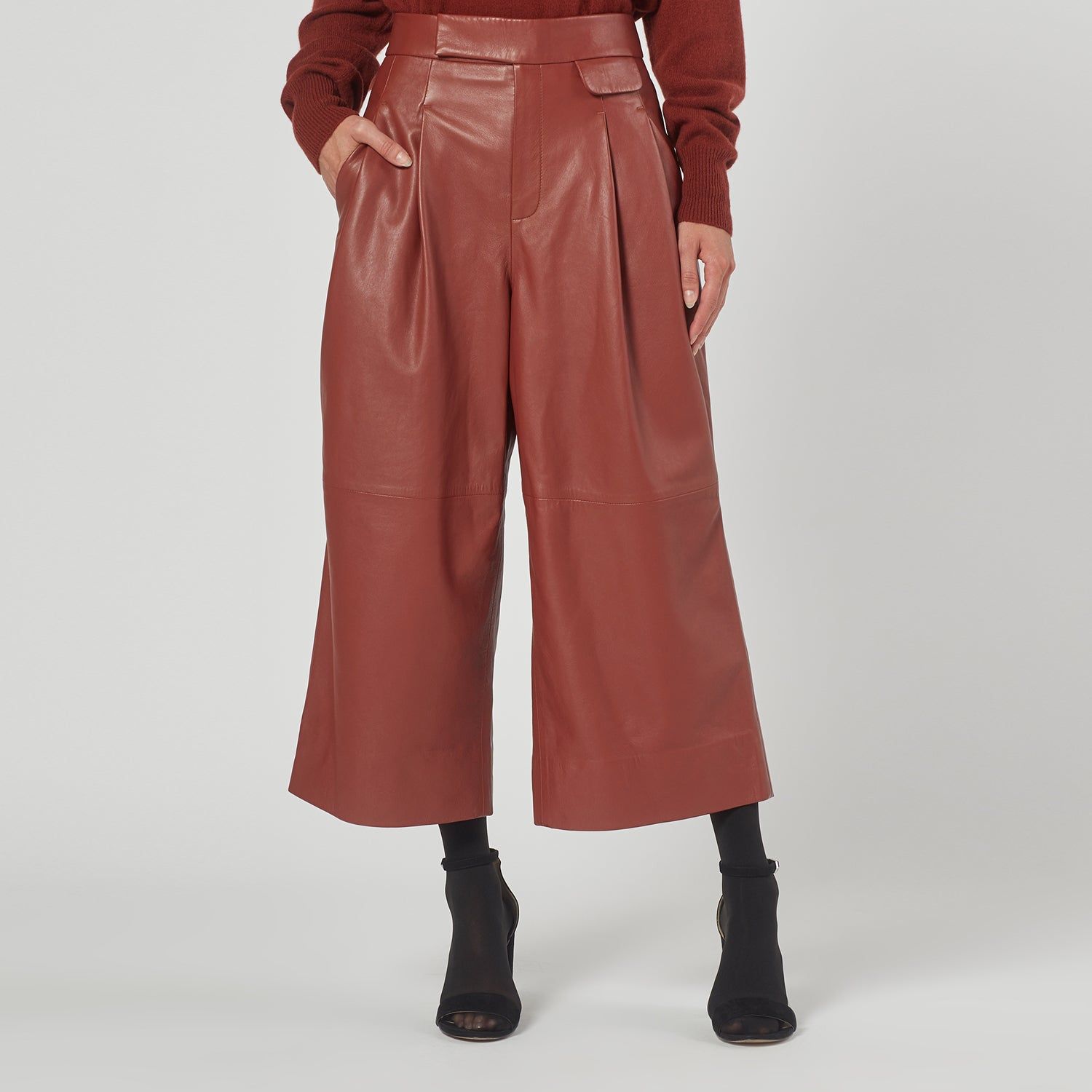 Cropped Saganne Leather Pants sold by Equipment product image thumbnail 6