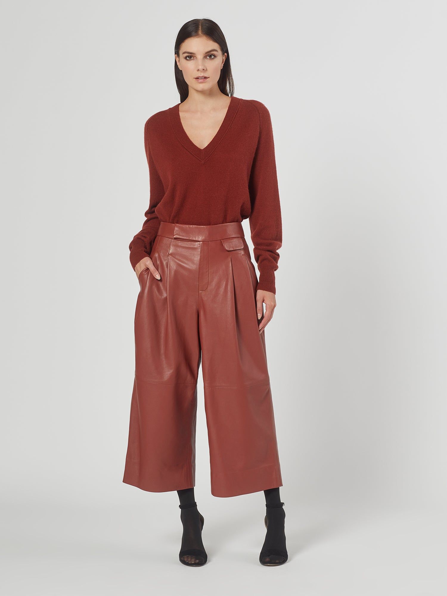 Cropped Saganne Leather Pants sold by Equipment