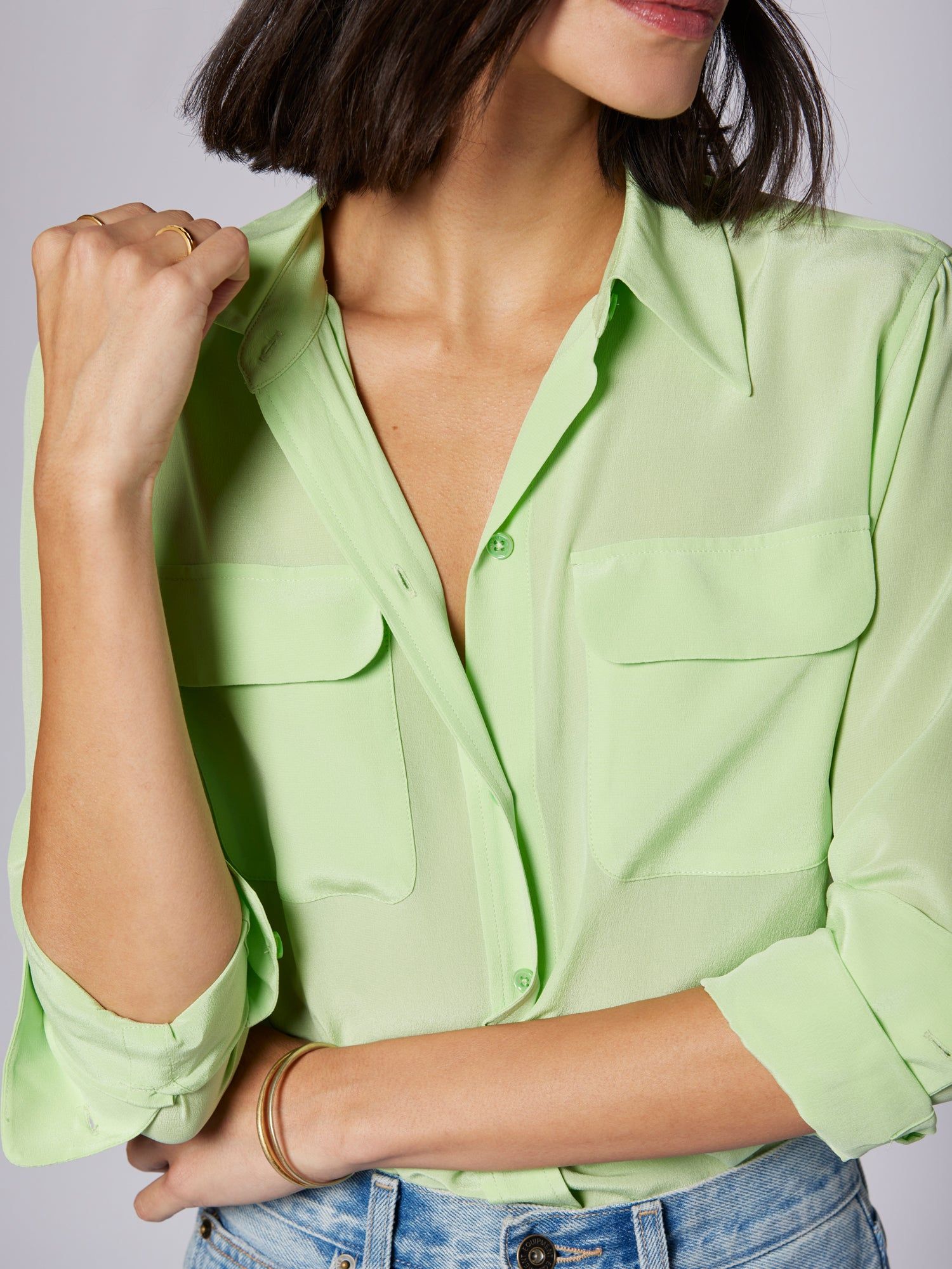 Slim Signature Silk Shirt sold by Equipment