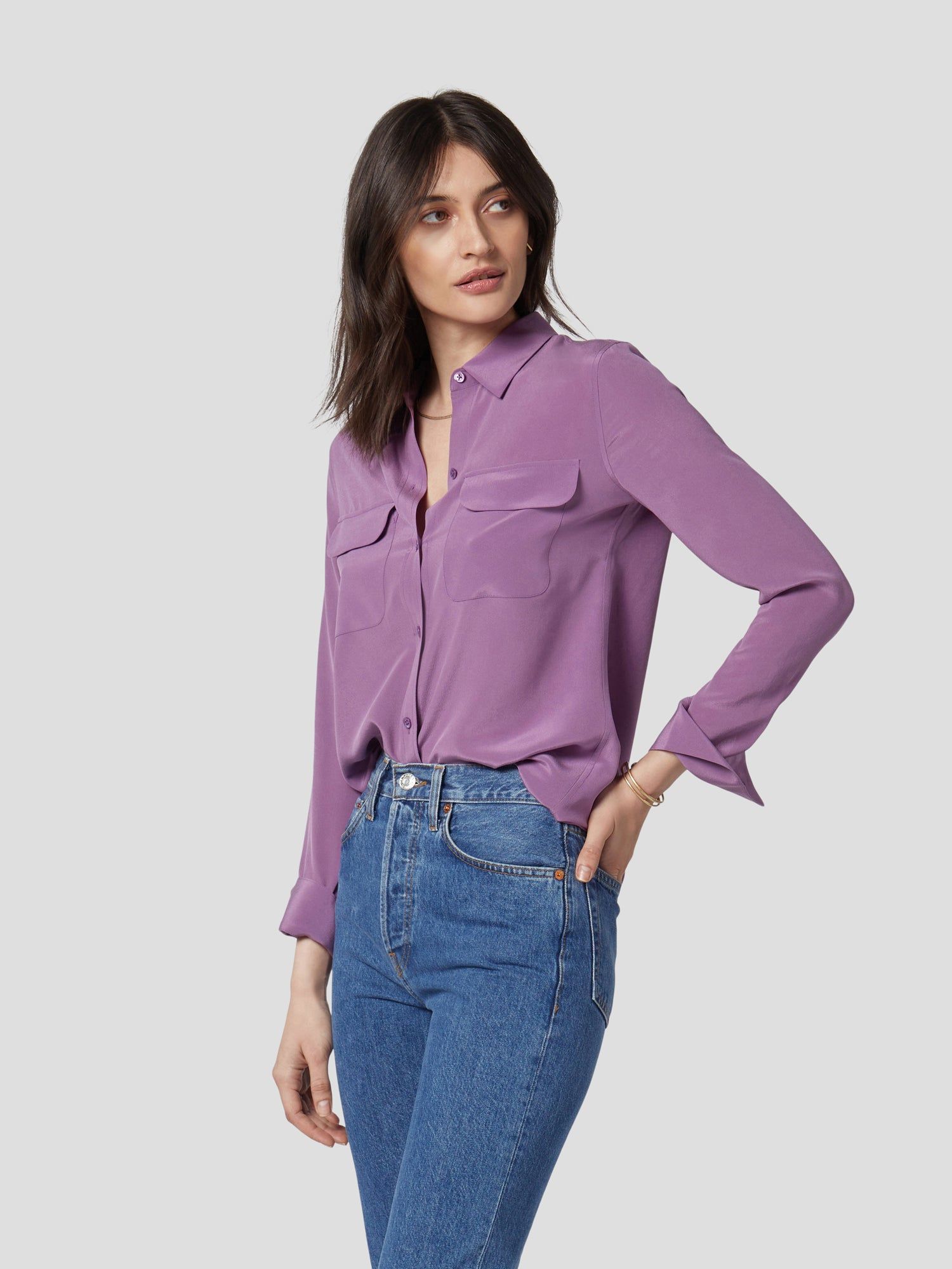SLIM SIGNATURE SILK SHIRT sold by Equipment product image thumbnail 4