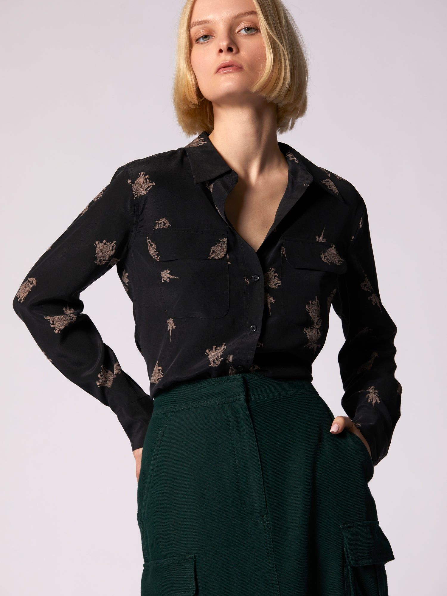 Slim Signature Silk Shirt sold by Equipment