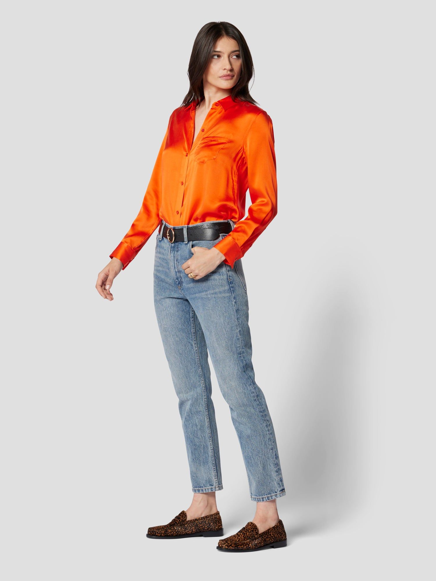 LEEMA SILK SATIN SHIRT WITH POCKET sold by Equipment product image thumbnail 3