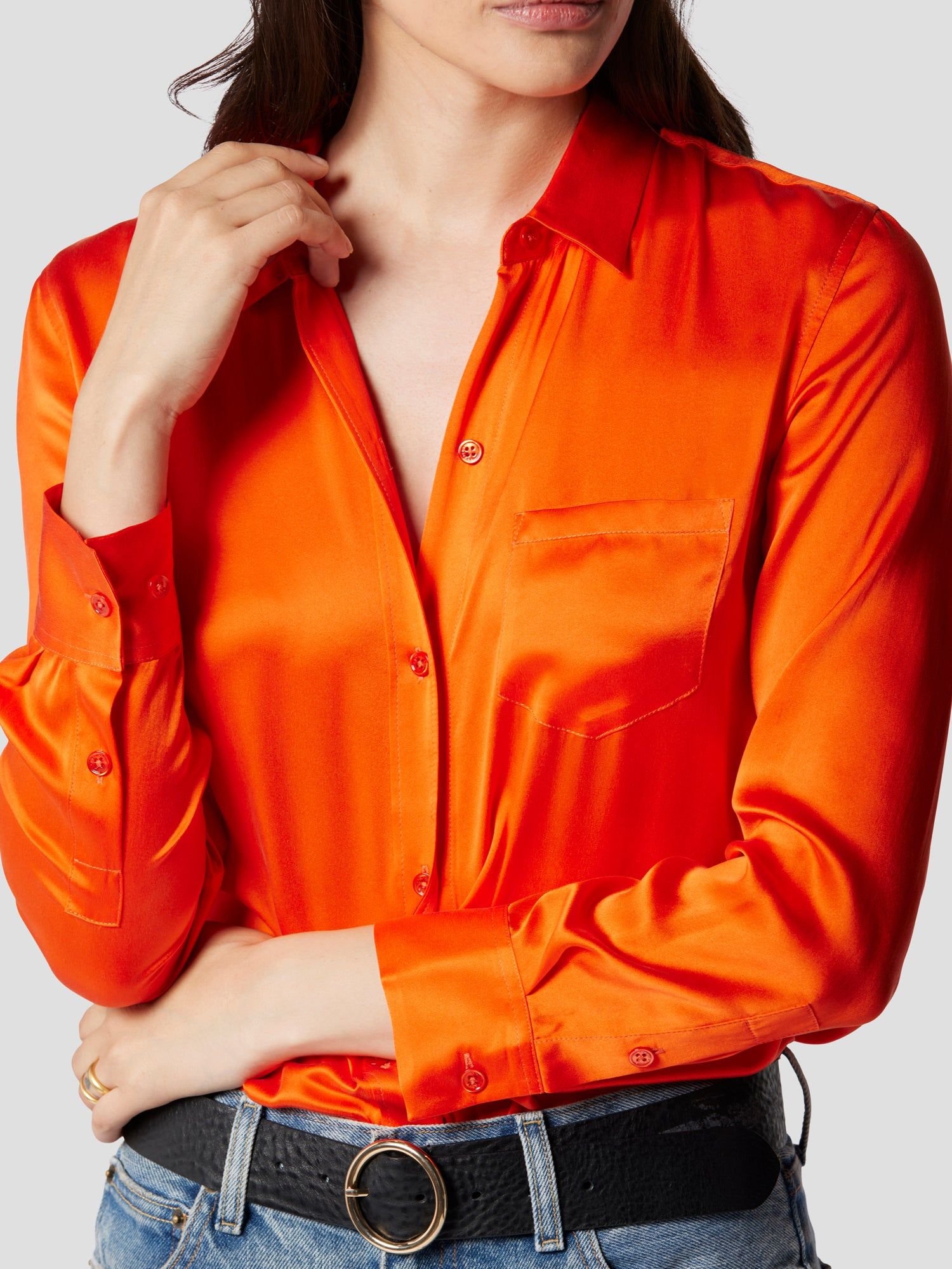 LEEMA SILK SATIN SHIRT WITH POCKET sold by Equipment product image thumbnail 6