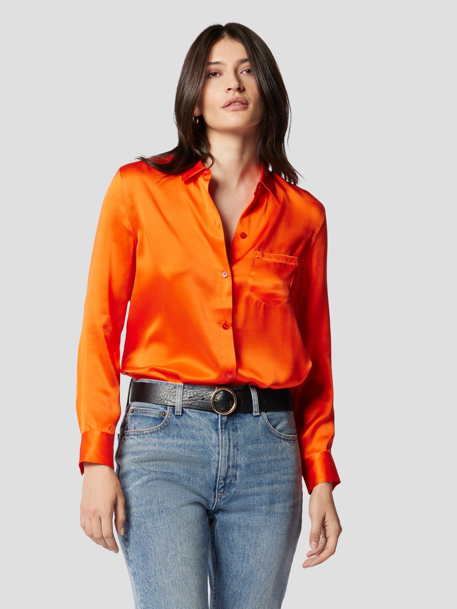 LEEMA SILK SATIN SHIRT WITH POCKET sold by Equipment product image thumbnail 2