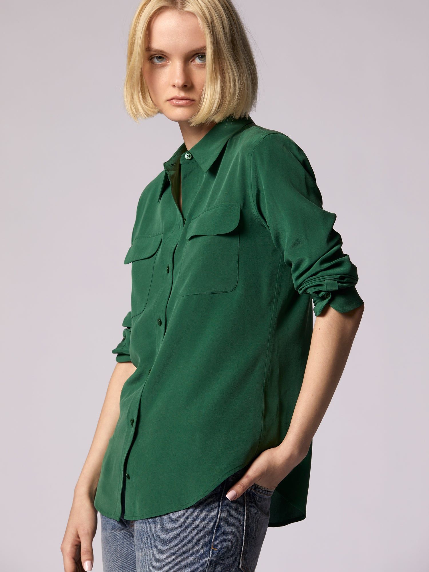 Slim Signature Silk Shirt sold by Equipment