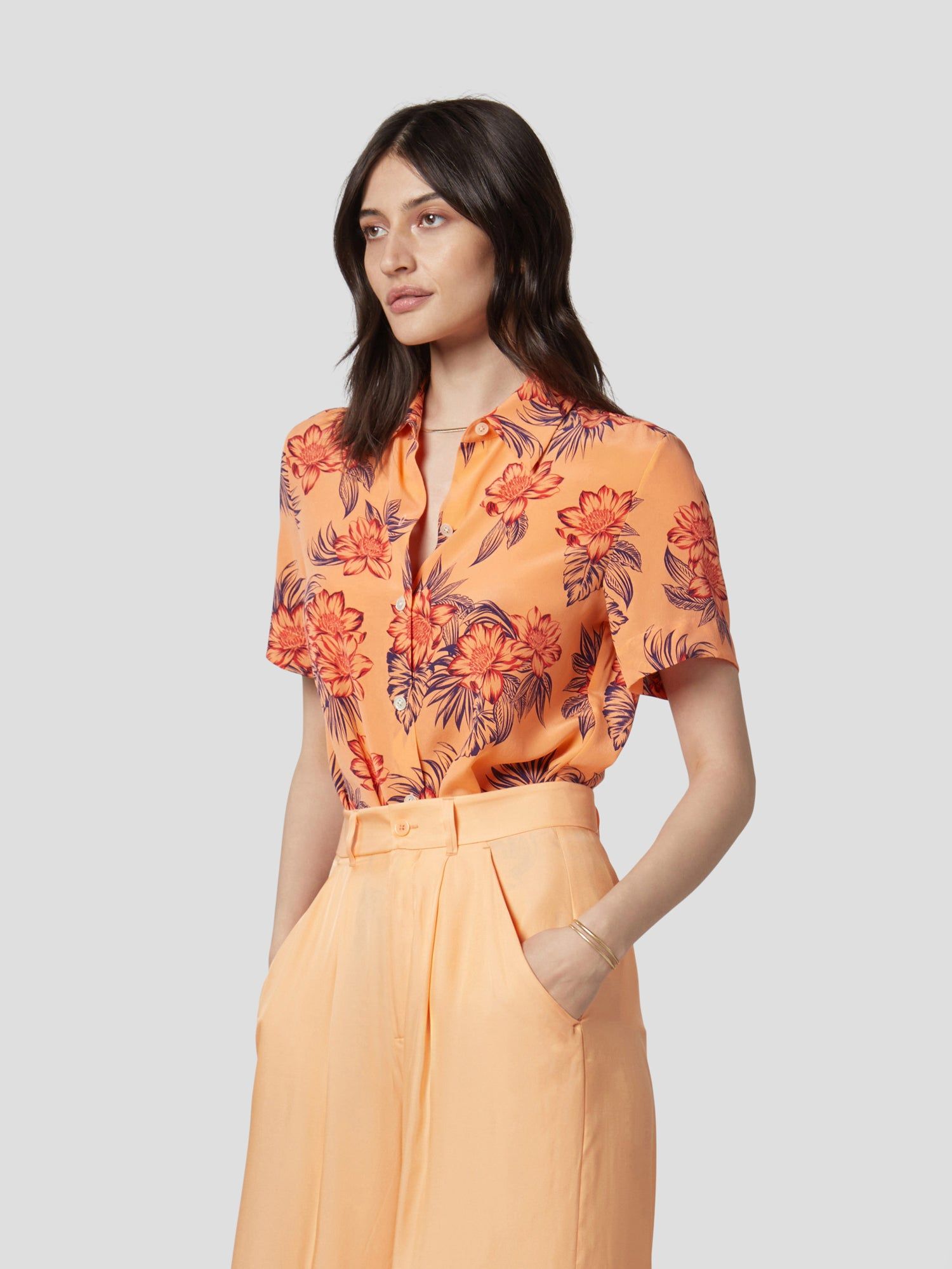 SHORT SLEEVE ESSENTIAL SILK SHIRT sold by Equipment product image thumbnail 3