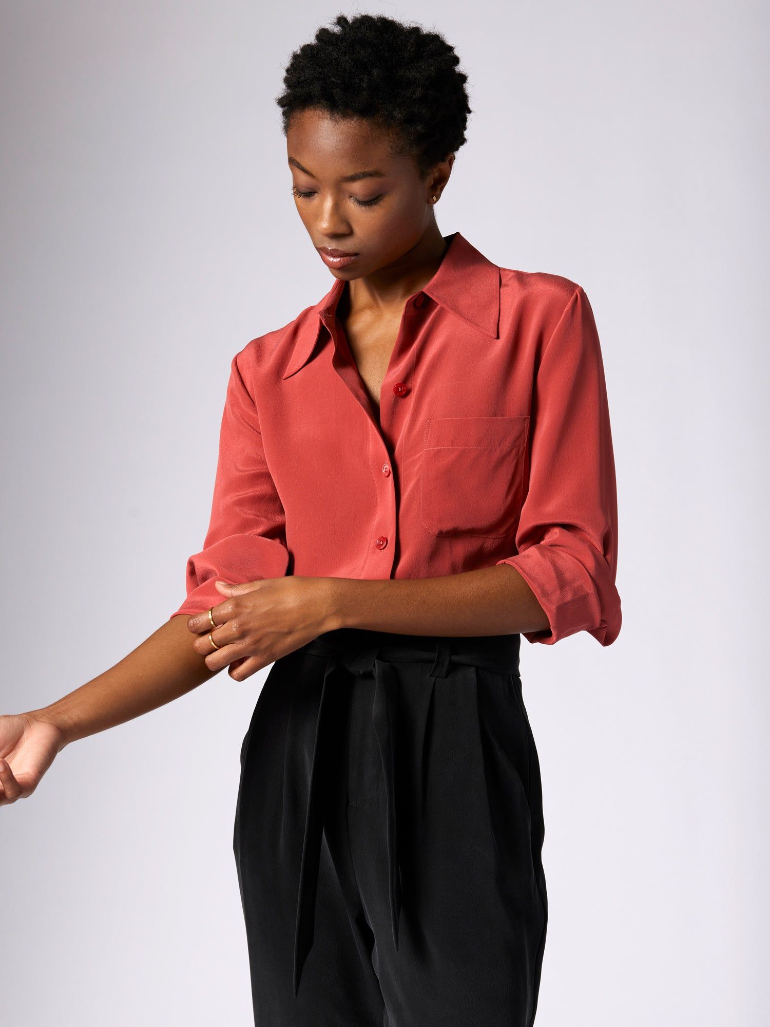 QUINNE LONG SLEEVE SILK SHIRT sold by Equipment