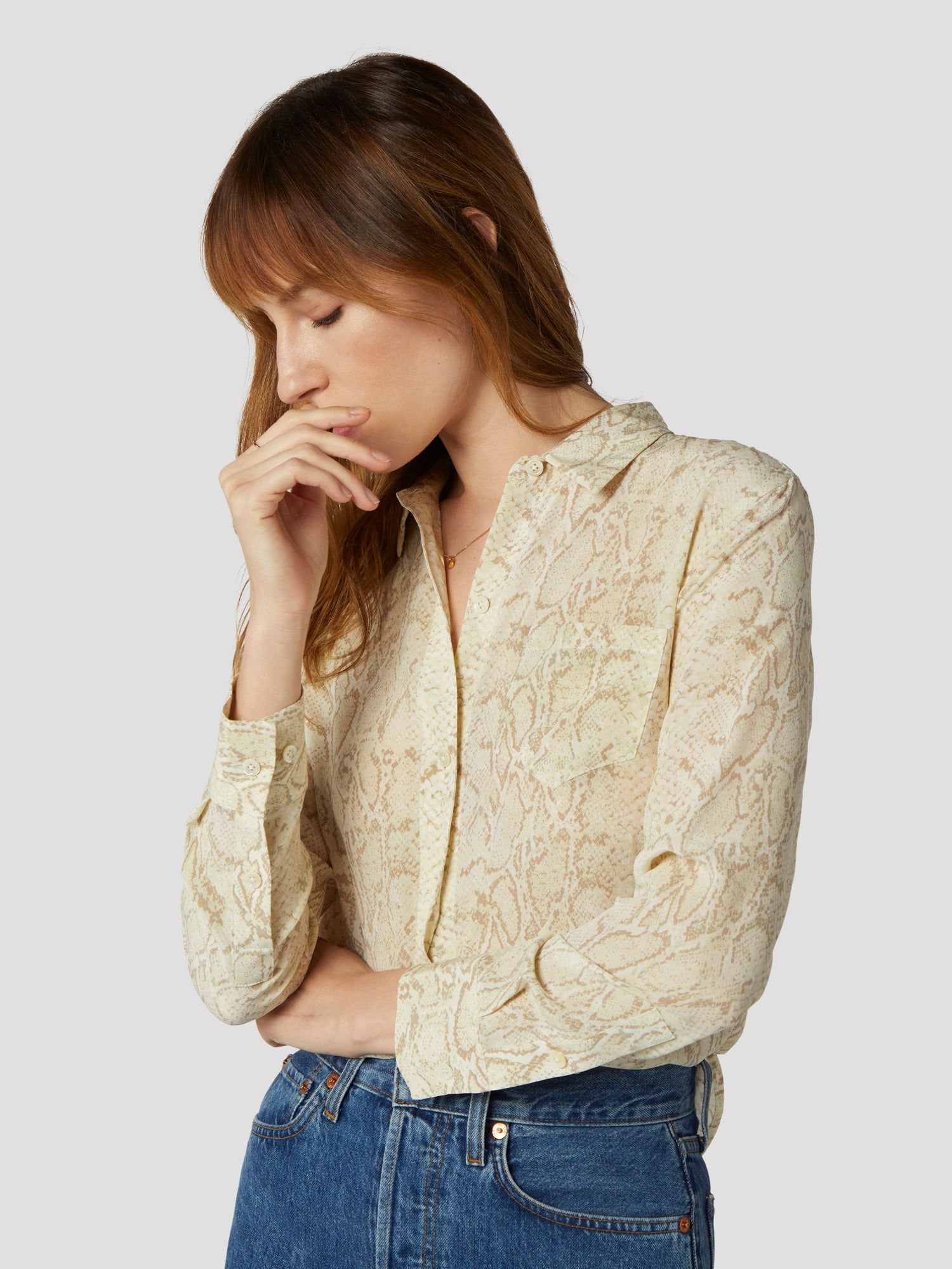 LEEMA SILK SHIRT WITH POCKET sold by Equipment