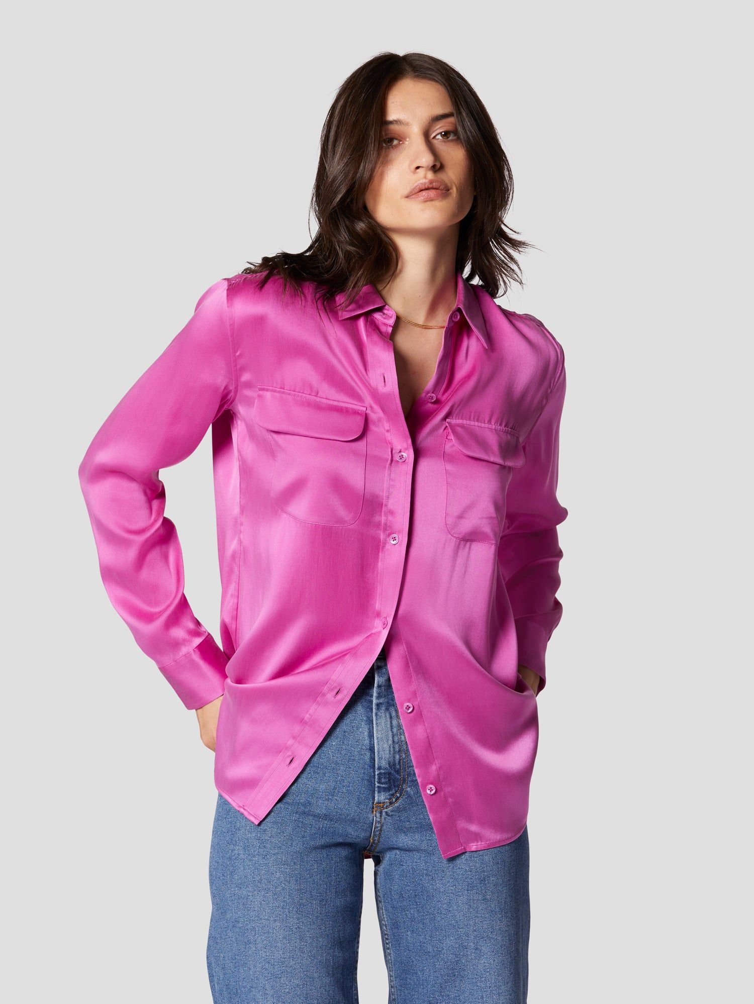 SIGNATURE SILK SATIN SHIRT sold by Equipment