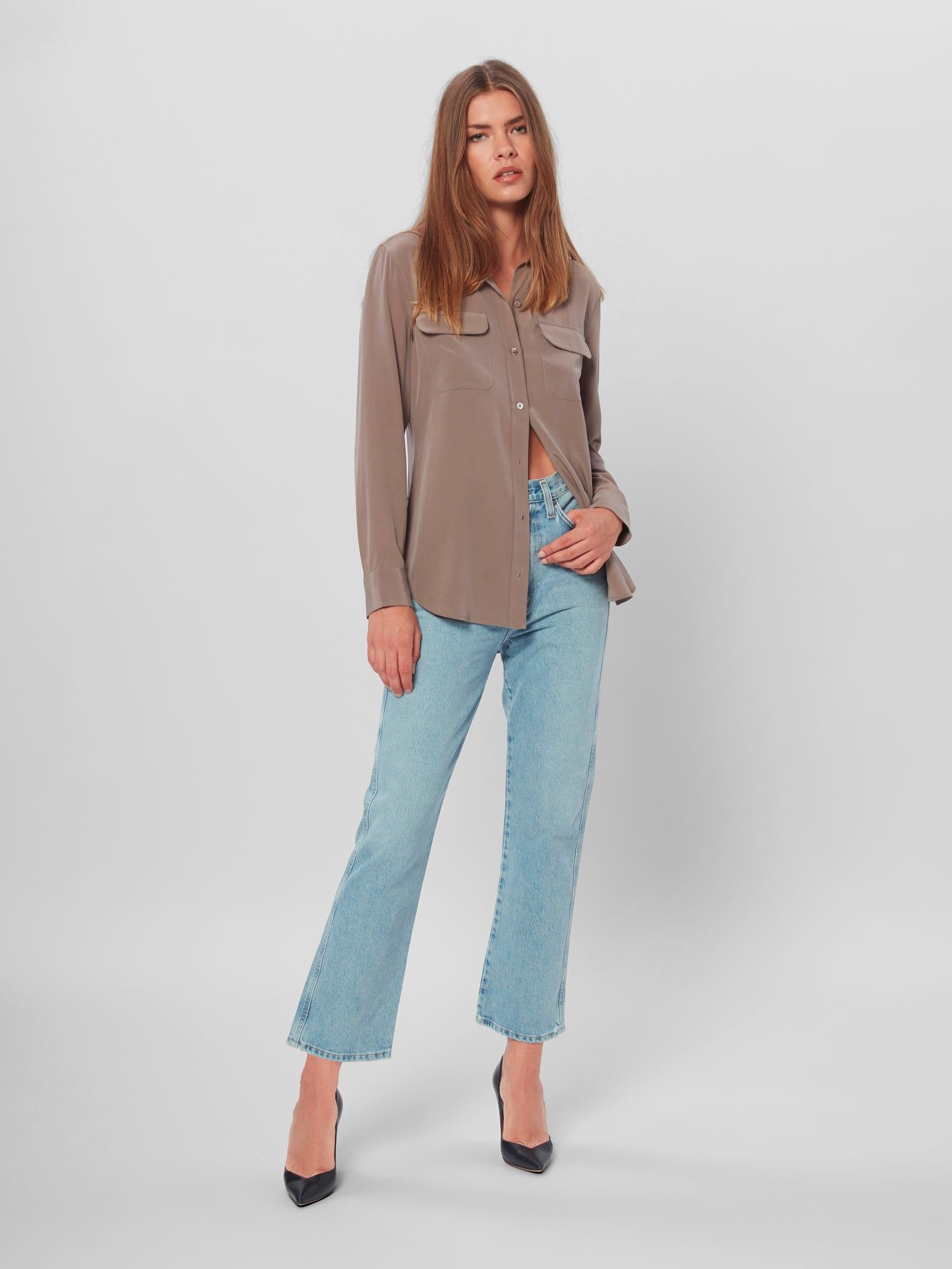 Slim Signature Silk Shirt sold by Equipment