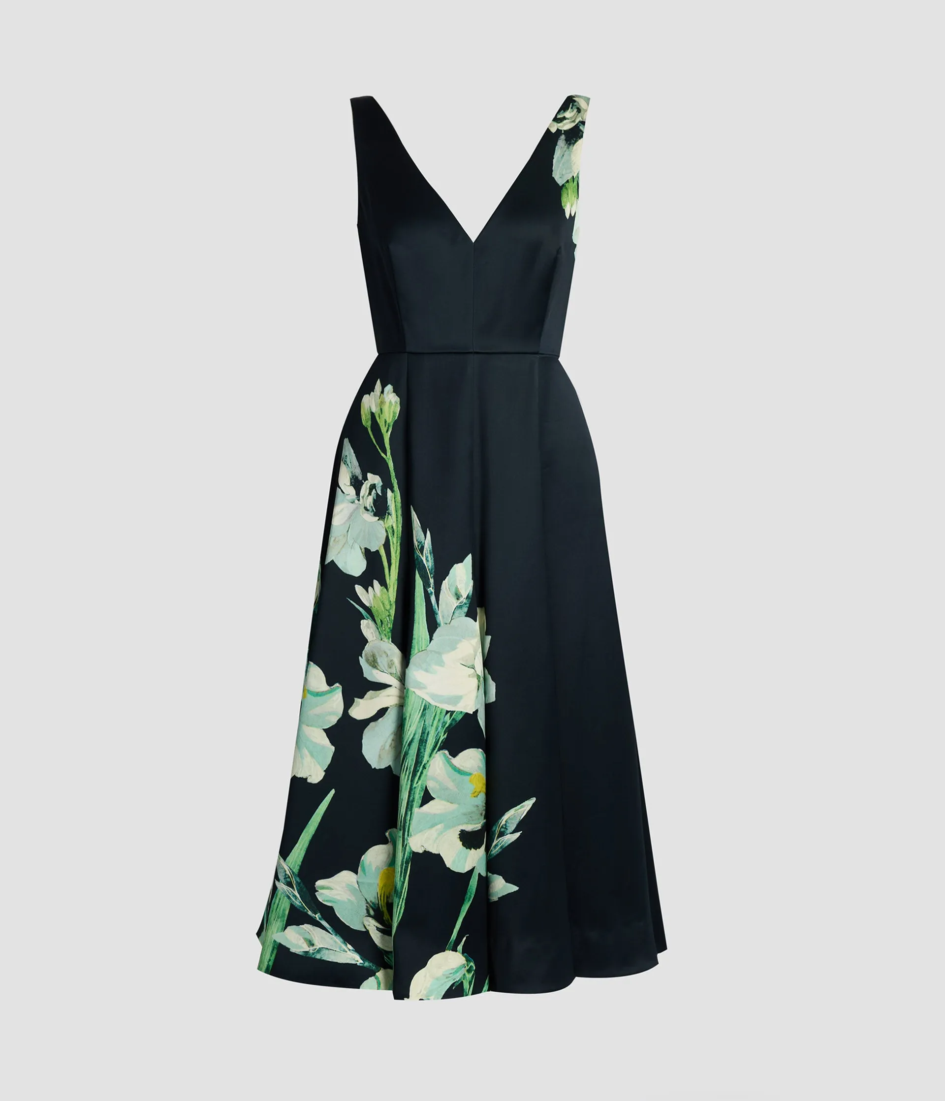Floral Duchess Sleeveless V Neck Midi Dress sold by ERDEM