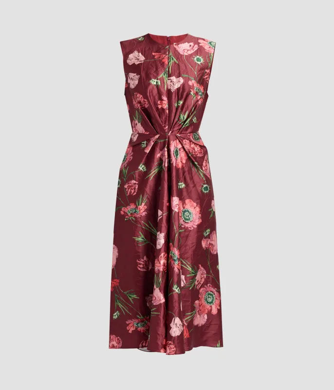 Floral Textured Satin Sleeveless Midi Dress sold by ERDEM