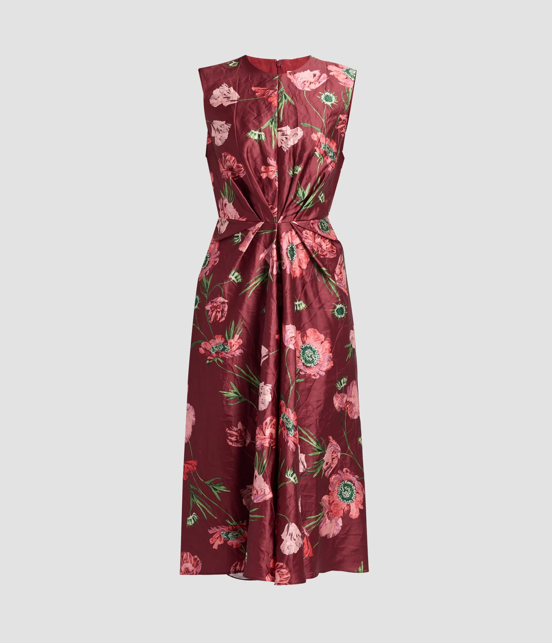 Floral Textured Satin Sleeveless Midi Dress sold by ERDEM