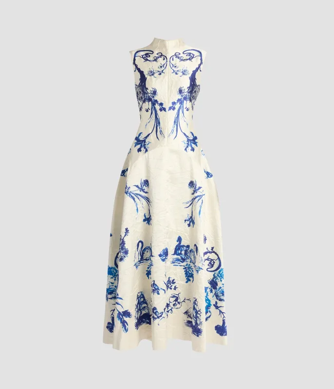 Textured Satin Sleeveless Midi Dress sold by ERDEM