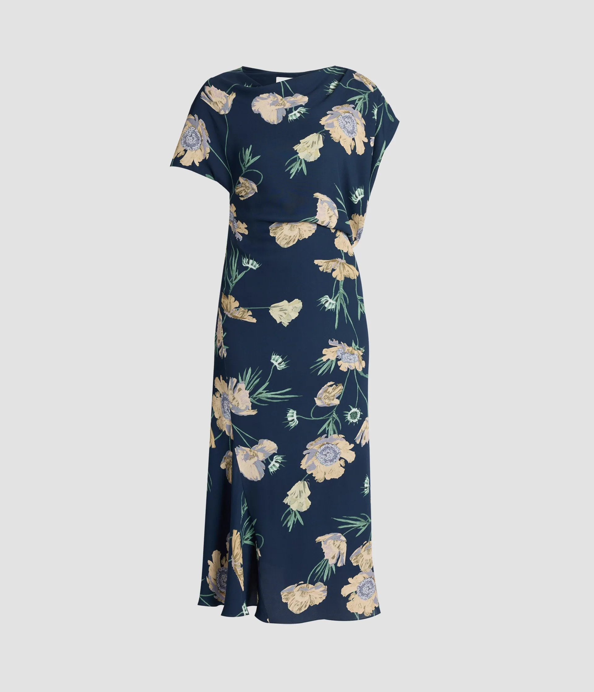 Floral Crepe Asymmetric Midi Dress sold by ERDEM