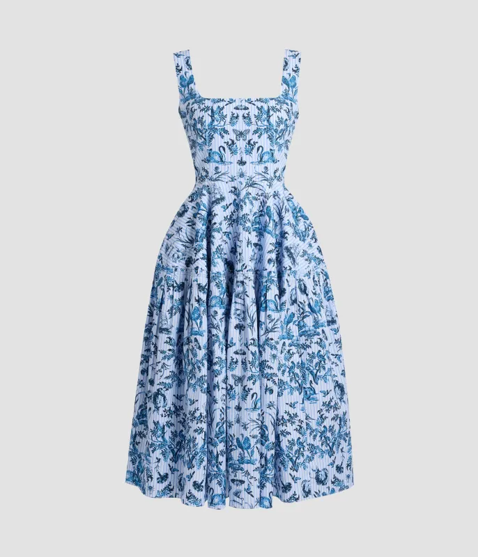 Printed Poplin Sleeveless Midi Dress sold by ERDEM