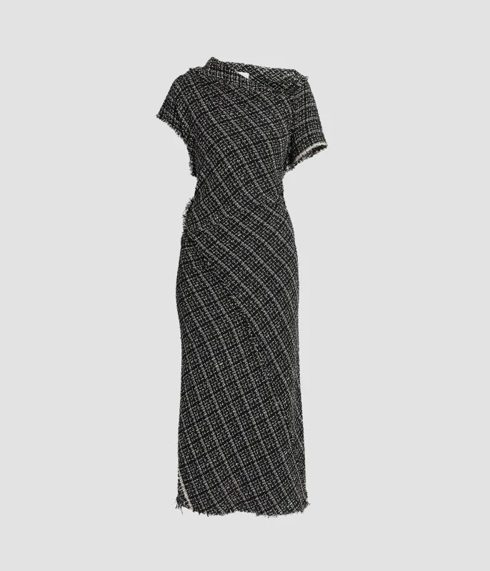 Tweed Asymmetric Midi Dress sold by ERDEM