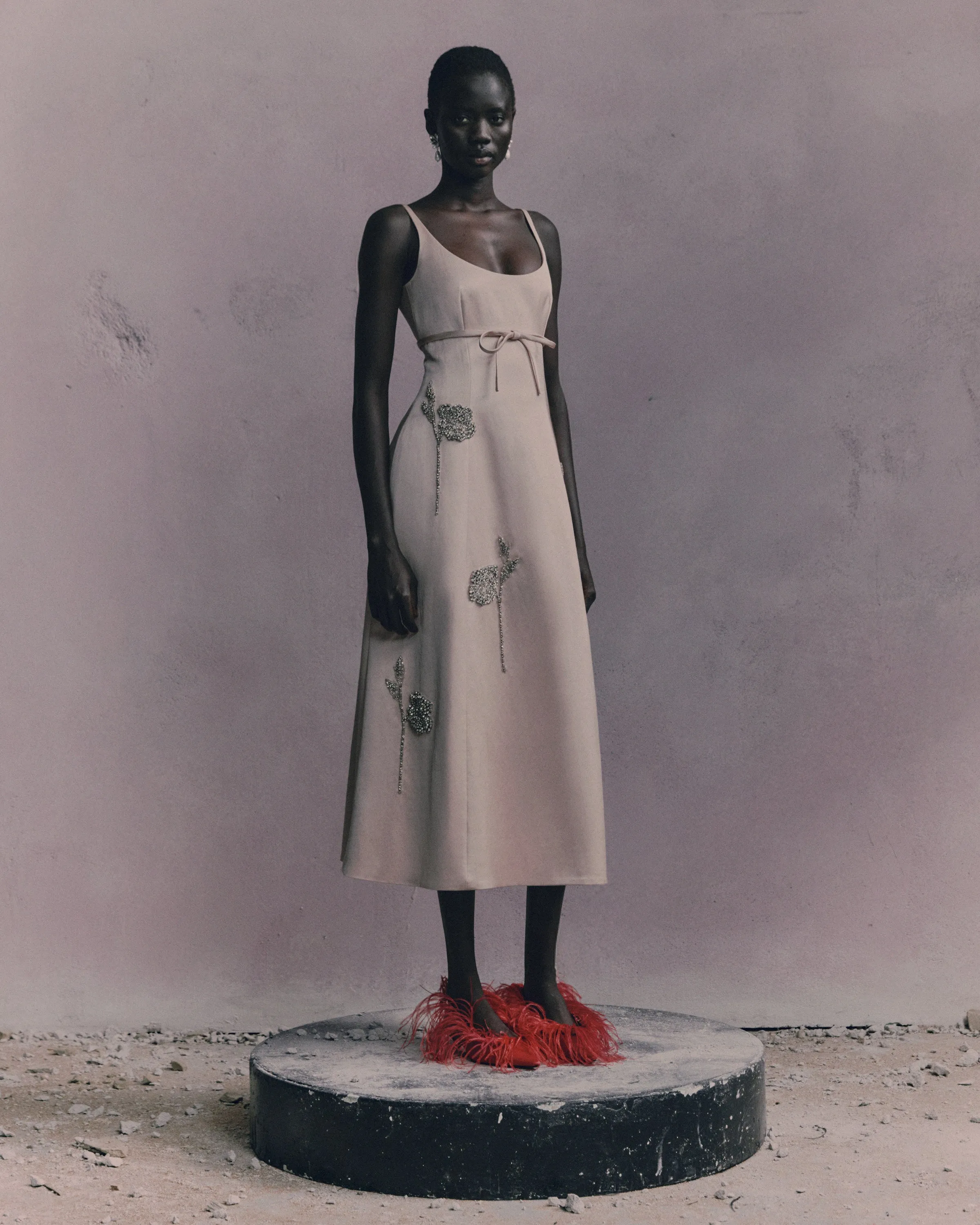 Embroidered Heavy Satin Sleeveless Midi Dress sold by ERDEM product image thumbnail 2