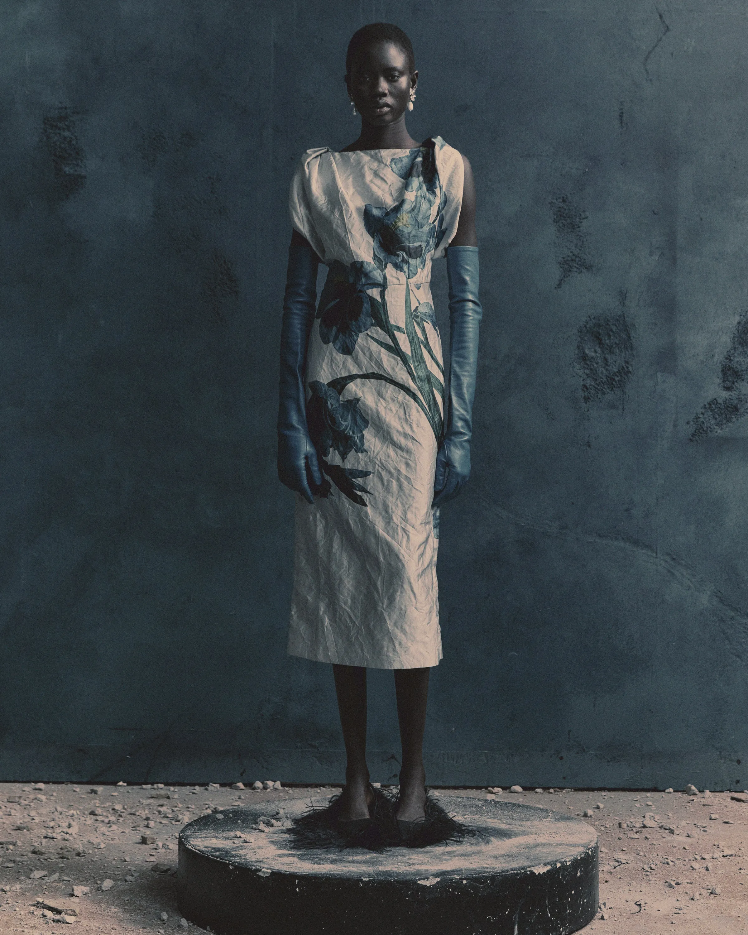 Floral Textured Satin Short Sleeve Midi Dress sold by ERDEM product image thumbnail 2