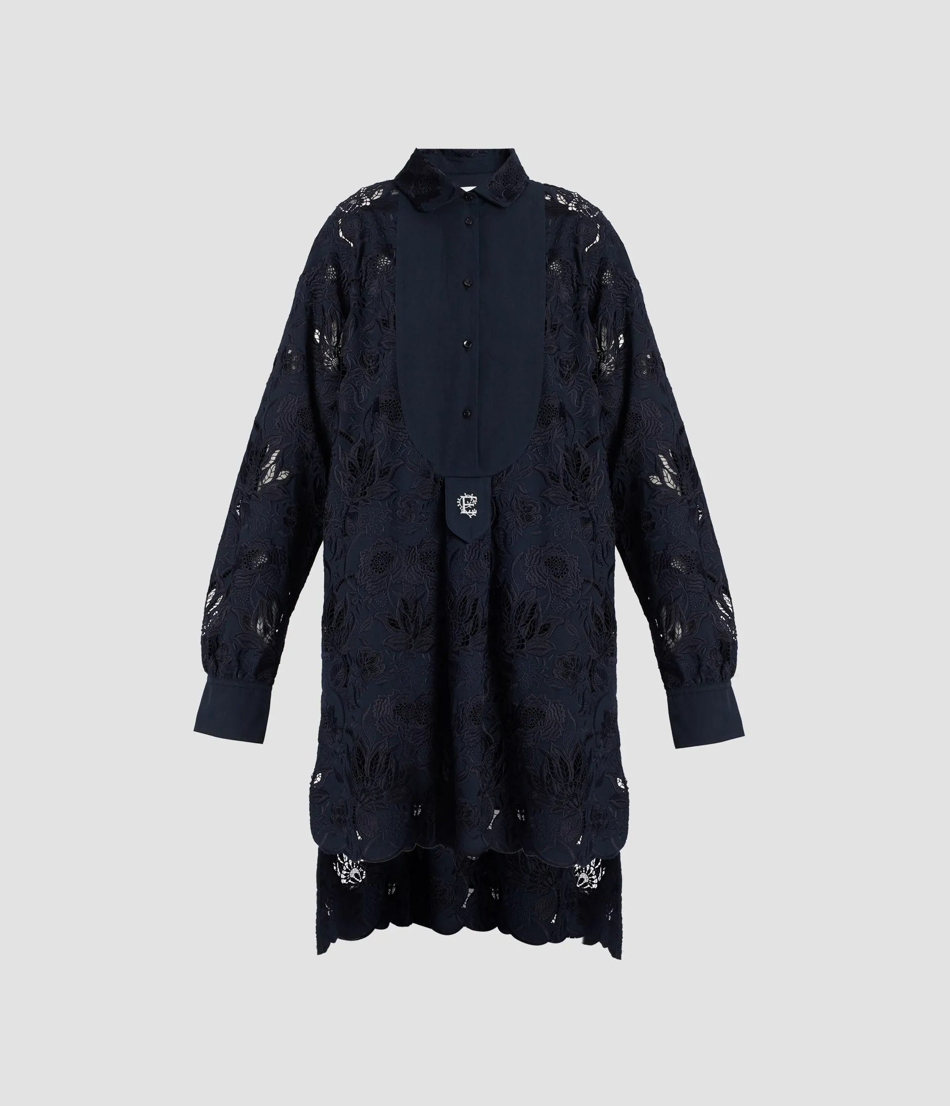 Floral Cotton Cutwork Long Sleeve Mini Shirt Dress sold by ERDEM