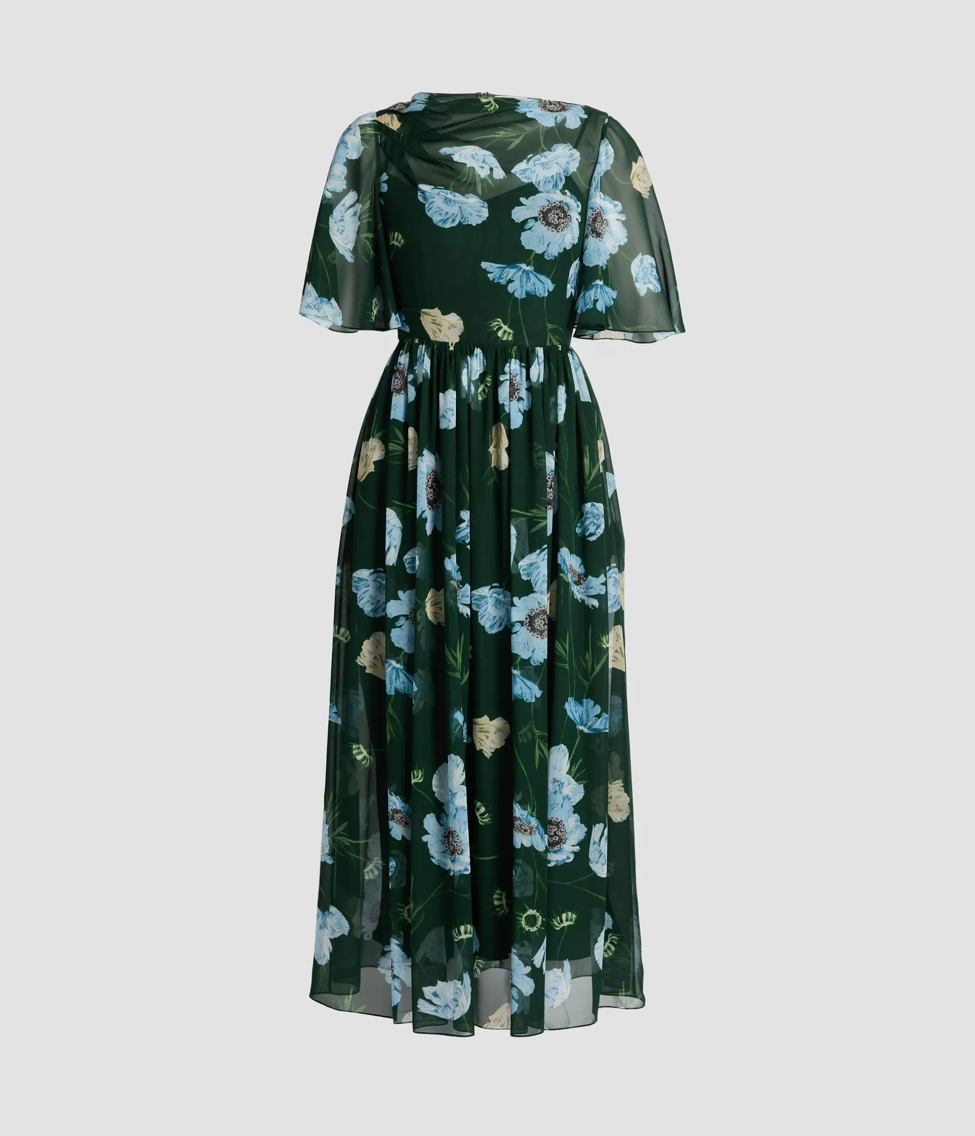 Floral Silk Voile Short Sleeve Midi Dress sold by ERDEM
