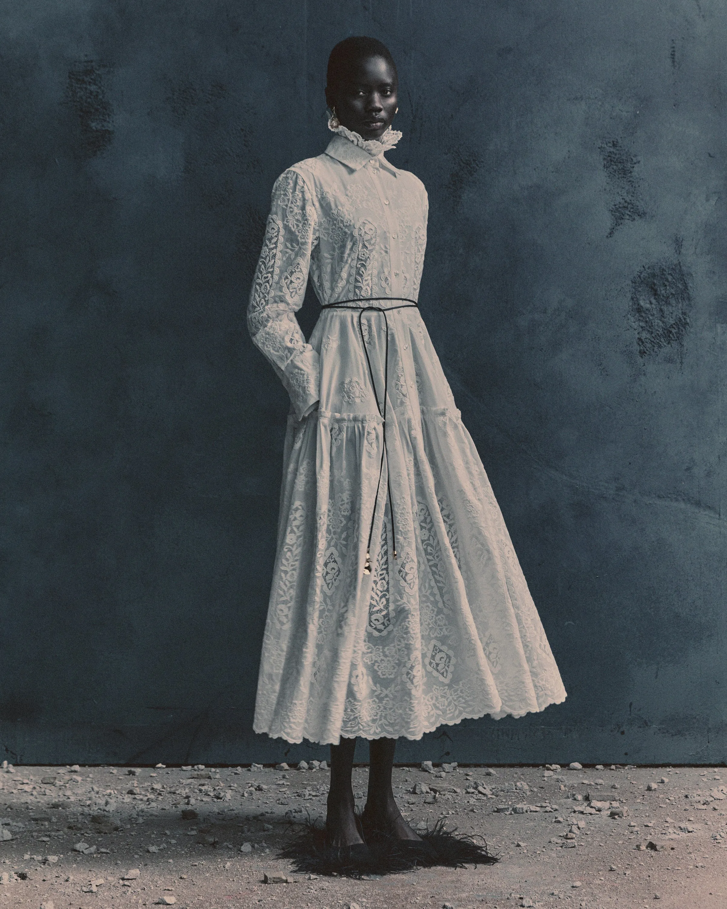 Embroidered Cotton Long Sleeve Shirt Dress sold by ERDEM product image thumbnail 2