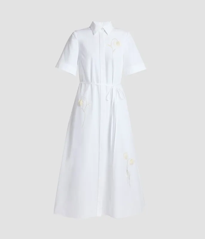 Embroidered Cotton Poplin Midi Shirt Dress sold by ERDEM