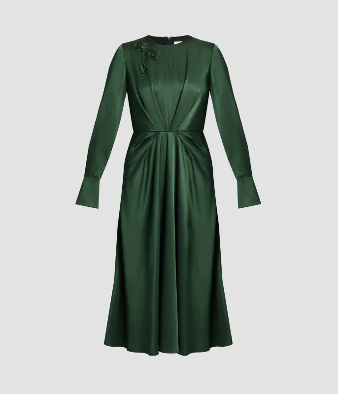 Satin Seersucker Draped Midi Dress sold by ERDEM