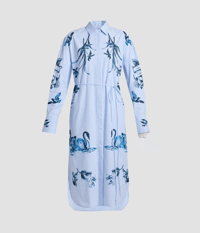 Stripe Poplin Long Sleeve Midi Shirt Dress sold by ERDEM