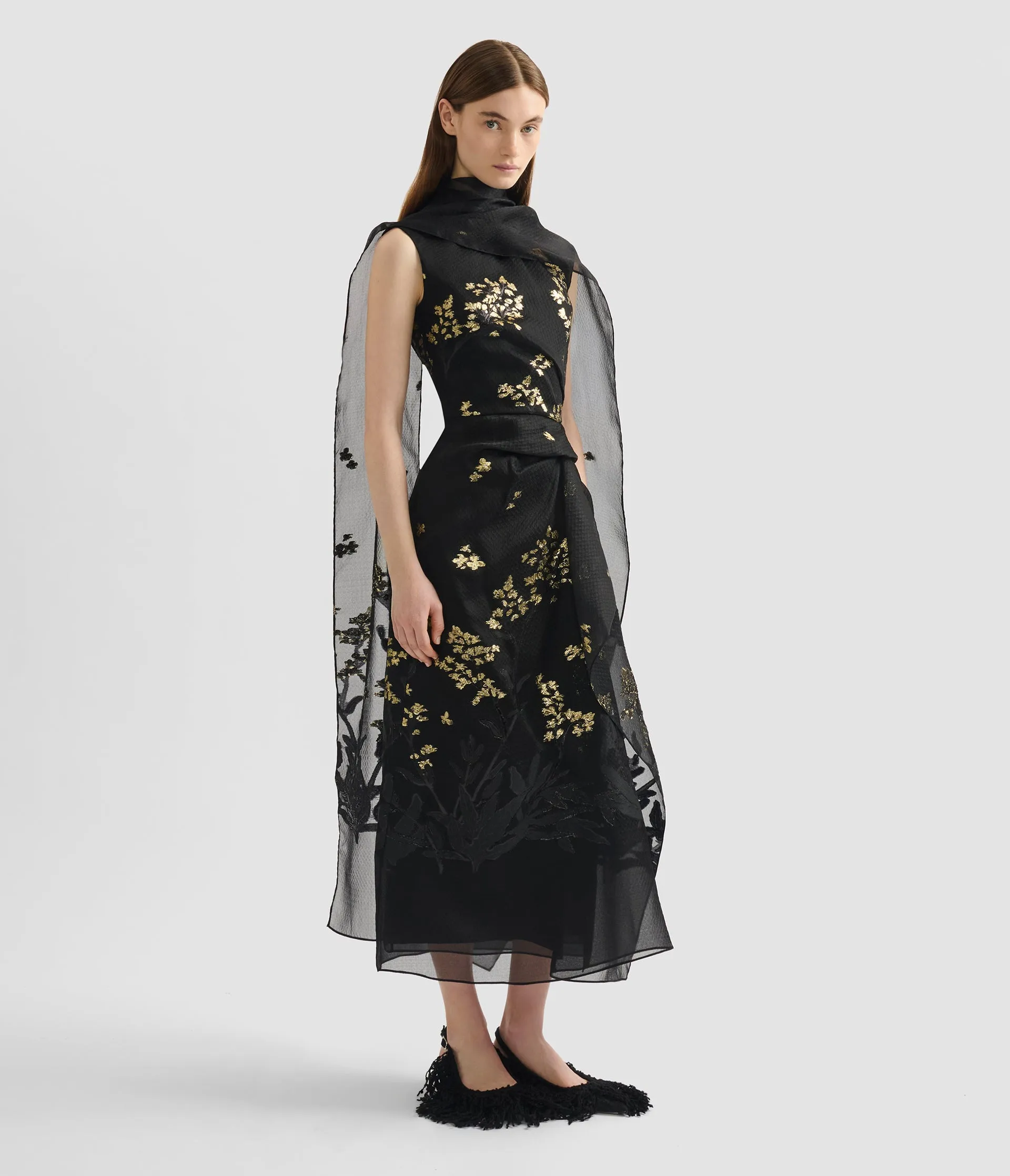 Organza Fil Coupé Draped Midi Dress sold by ERDEM product image thumbnail 2
