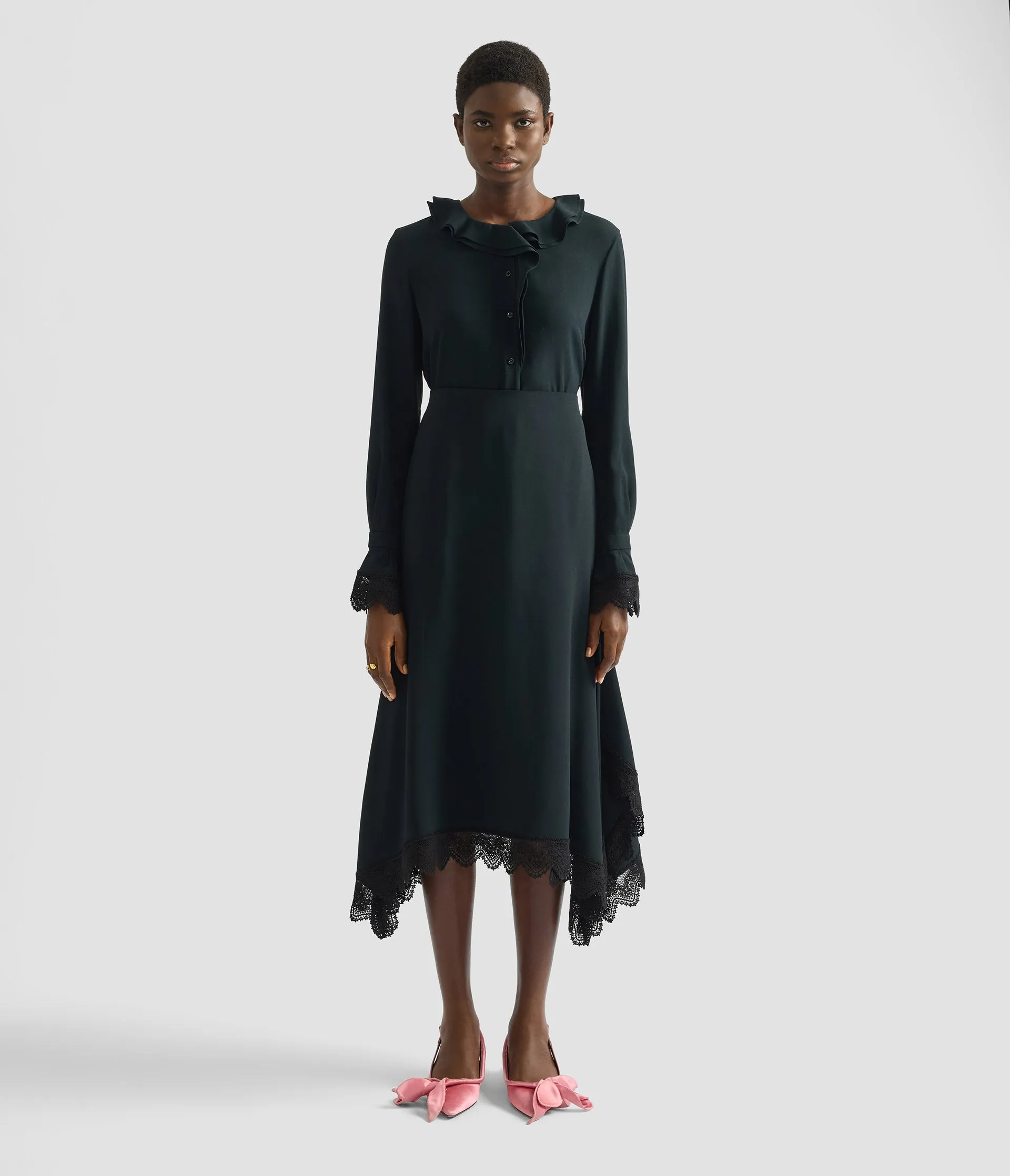 Satin Cady Long Sleeve Shirt sold by ERDEM product image thumbnail 4