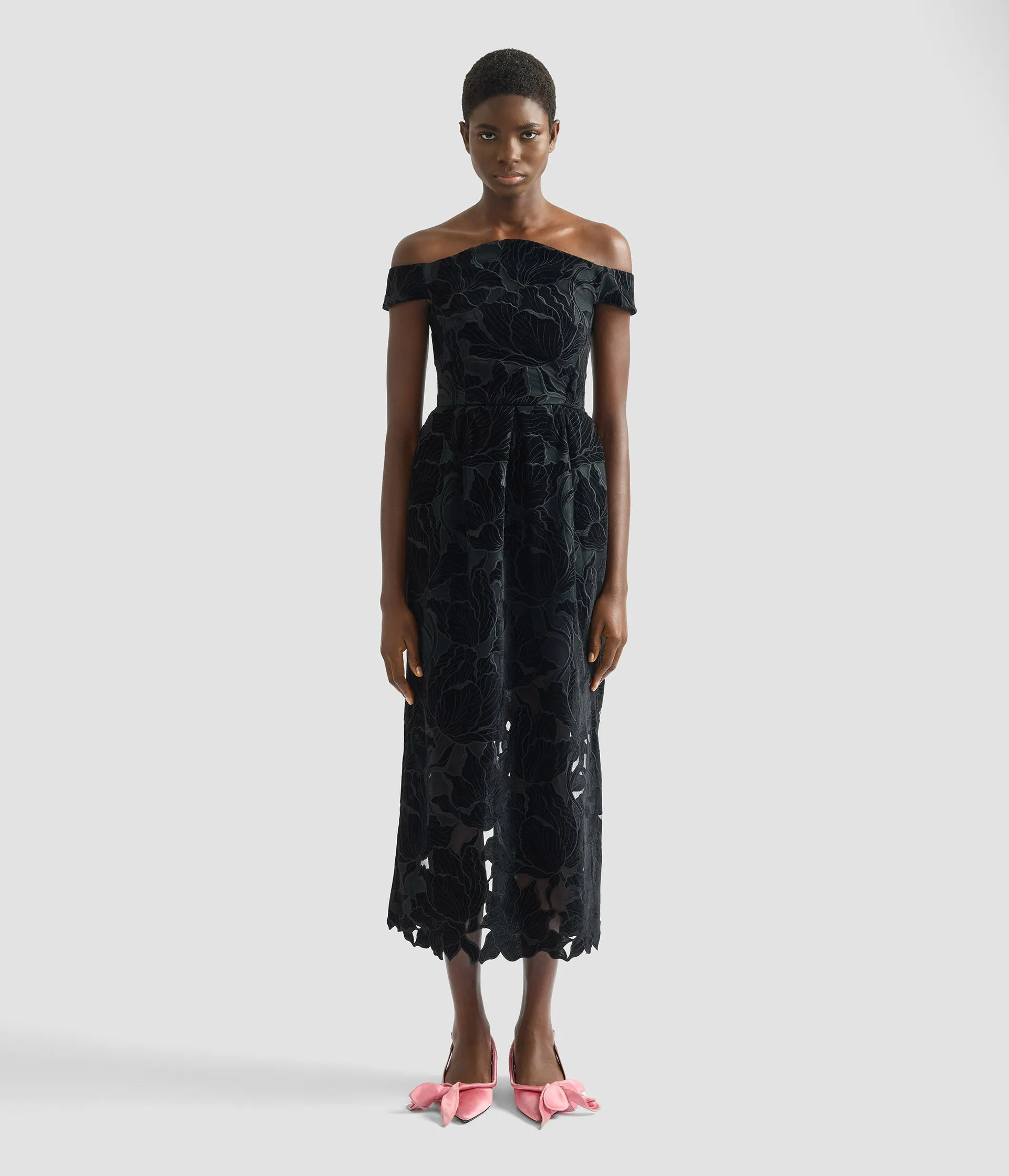Floral Cutwork Off-The-Shoulder Midi Dress sold by ERDEM product image thumbnail 4