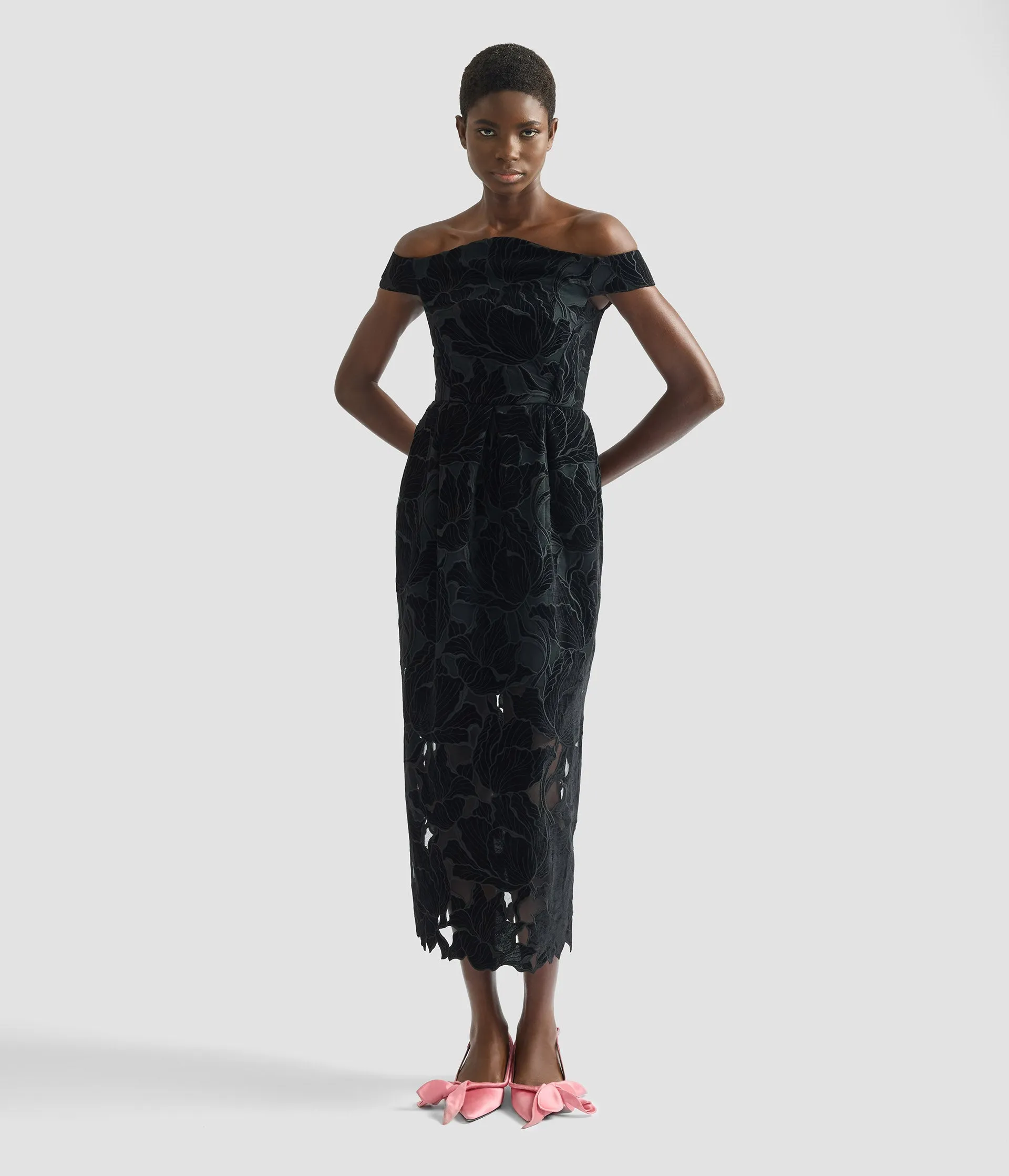 Floral Cutwork Off-The-Shoulder Midi Dress sold by ERDEM product image thumbnail 2