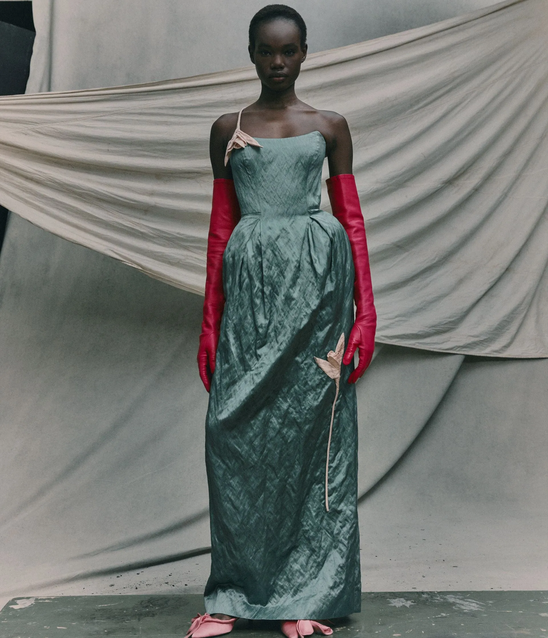 Embroidered Textured Satin Sleeveless Gown sold by ERDEM product image thumbnail 2