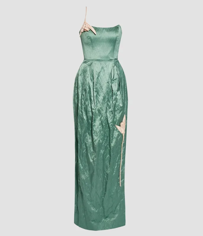 Embroidered Textured Satin Sleeveless Gown sold by ERDEM