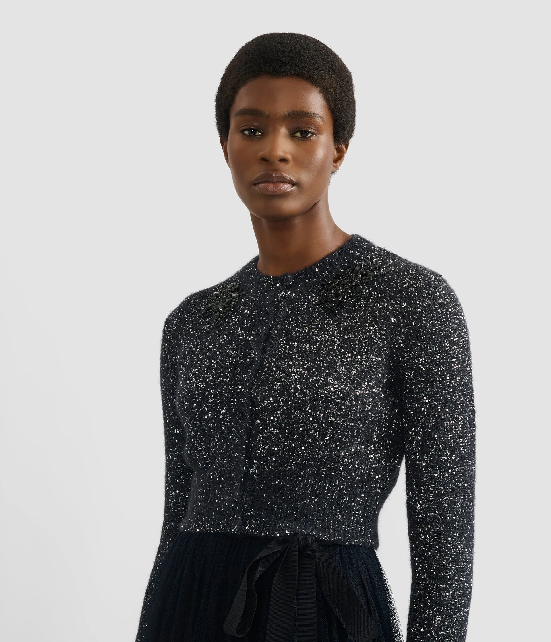 Embellished Sequin Cropped Cardigan sold by ERDEM product image thumbnail 5
