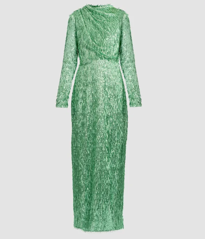 Bugle Sequin Long Sleeve Gown sold by ERDEM