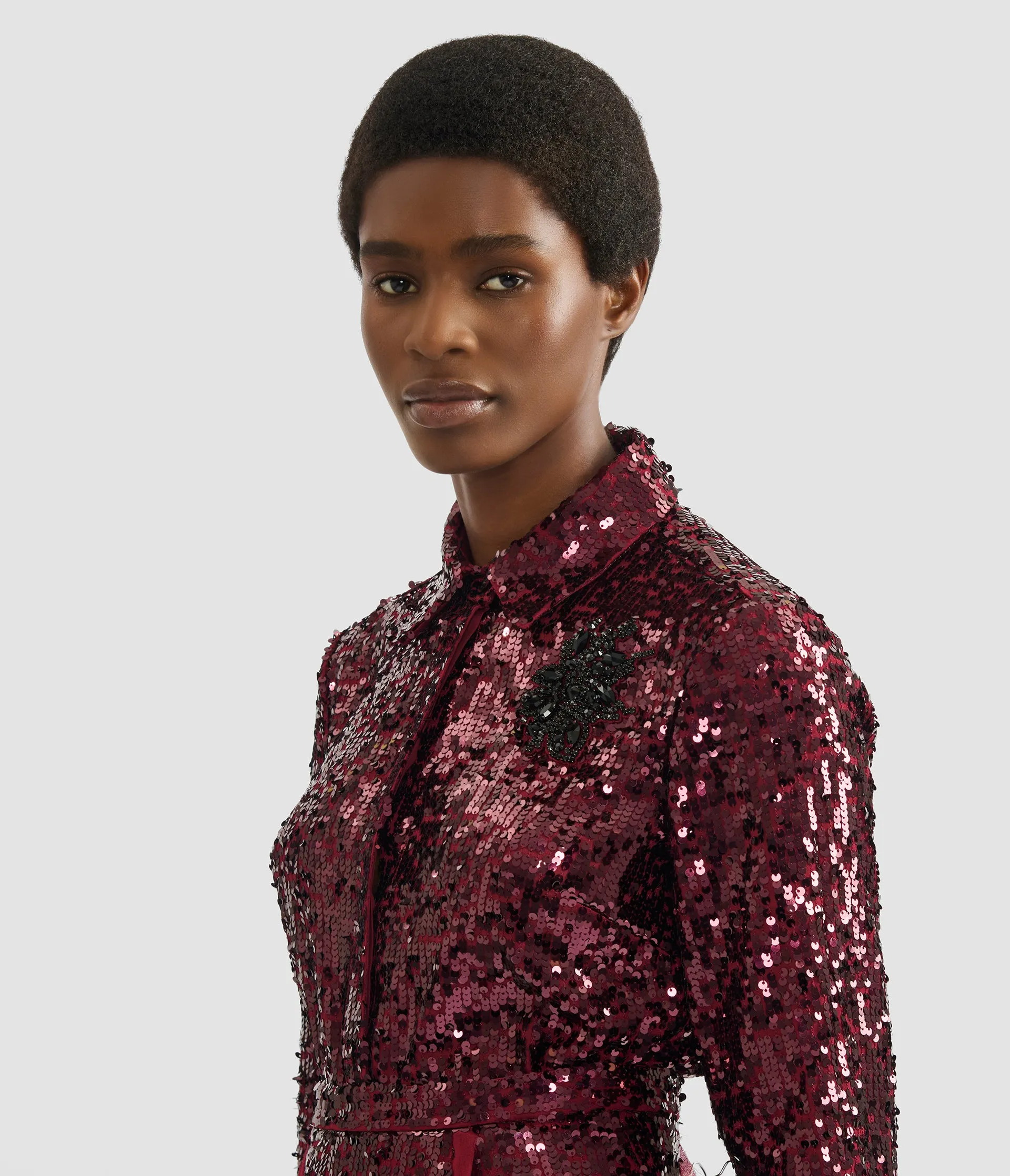 Embellished Sequin Long Sleeve Shirt sold by ERDEM product image thumbnail 5